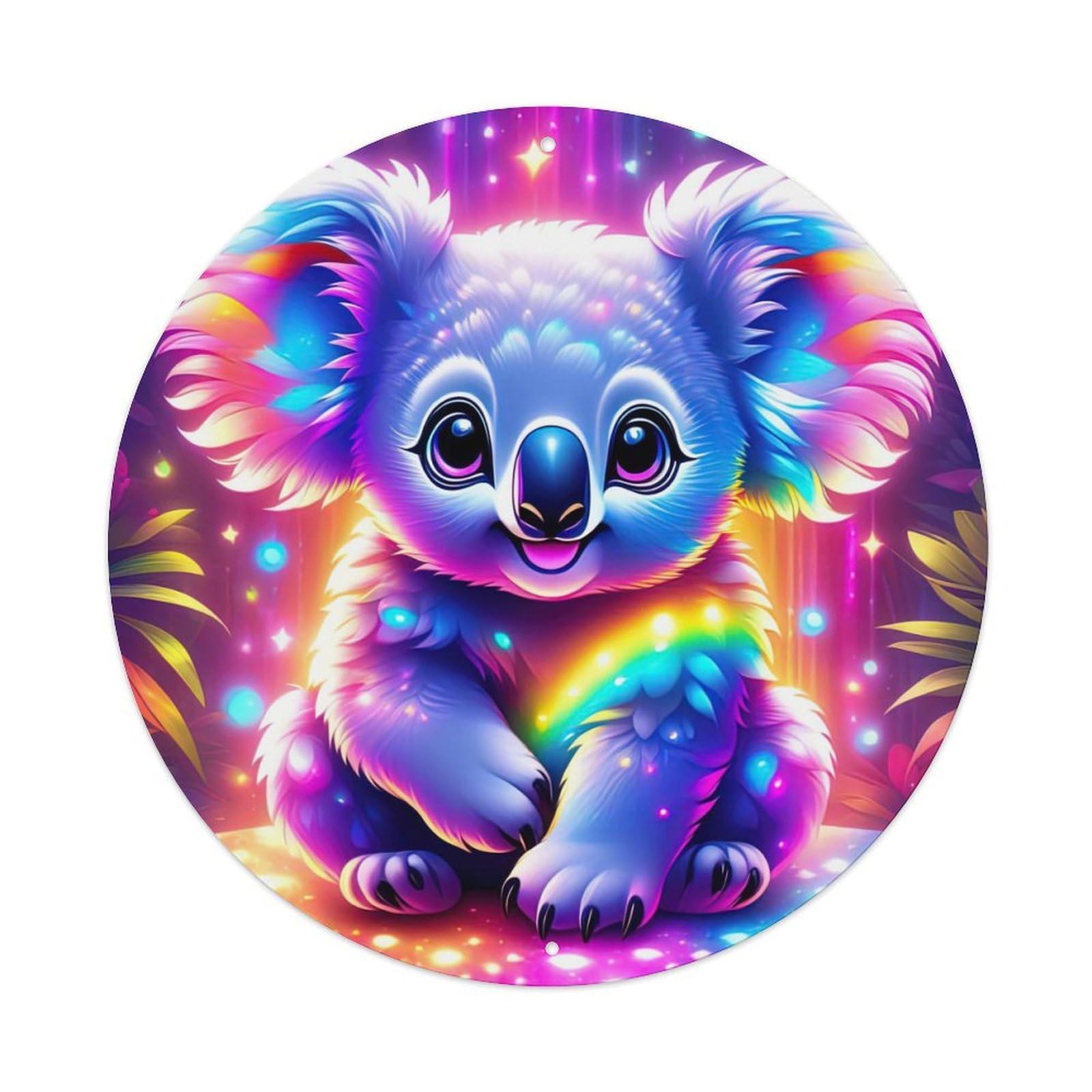Wildlife Artwork Colorful Koala Metal Tin Sign