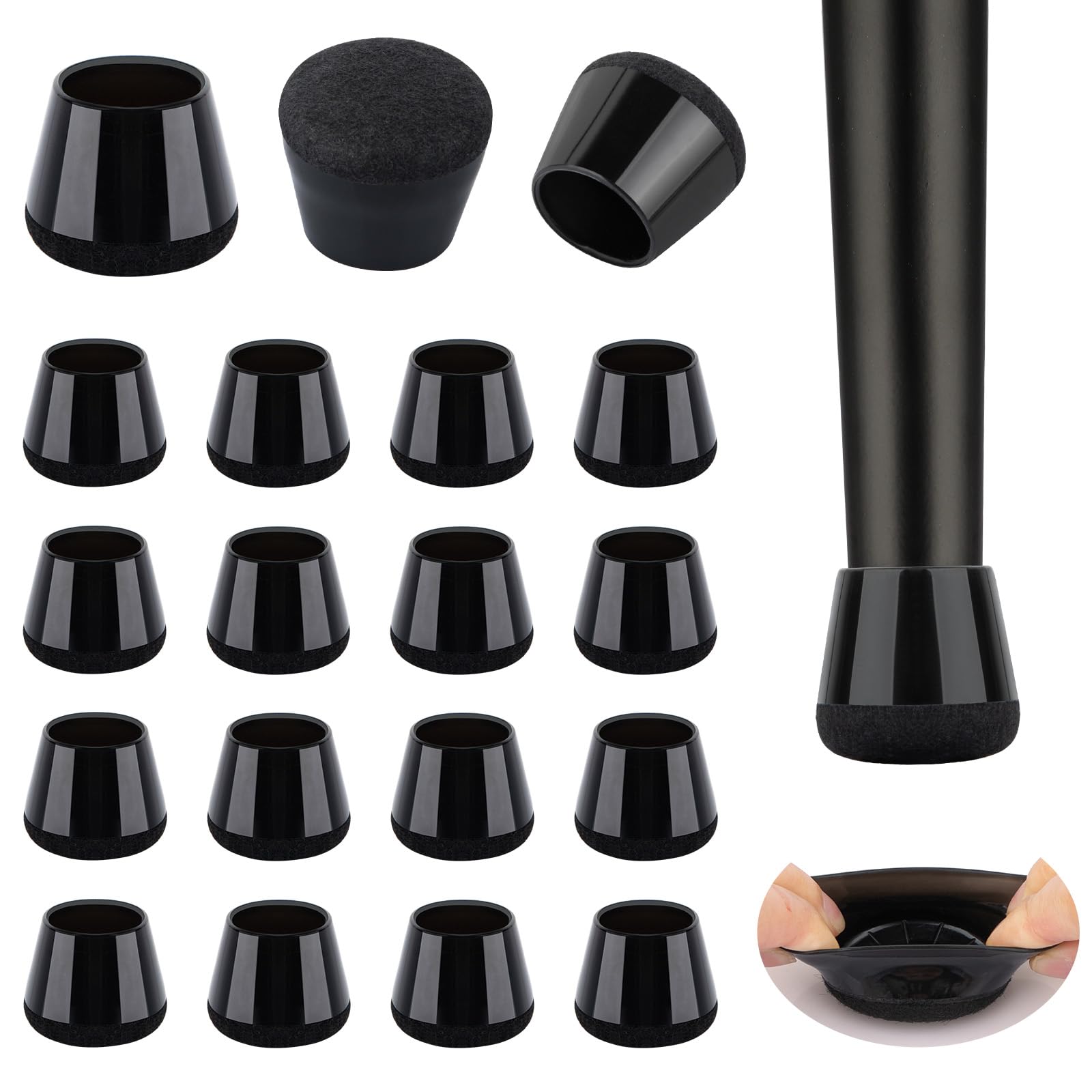 16 Pcs New Chair Leg Protectors for Hardwood Floors, Silicone Chair Leg Floor Protectors, Floor Protectors for Chairs, Chair Leg Caps Protect Wooden Floors from Scratching, Won't Tear