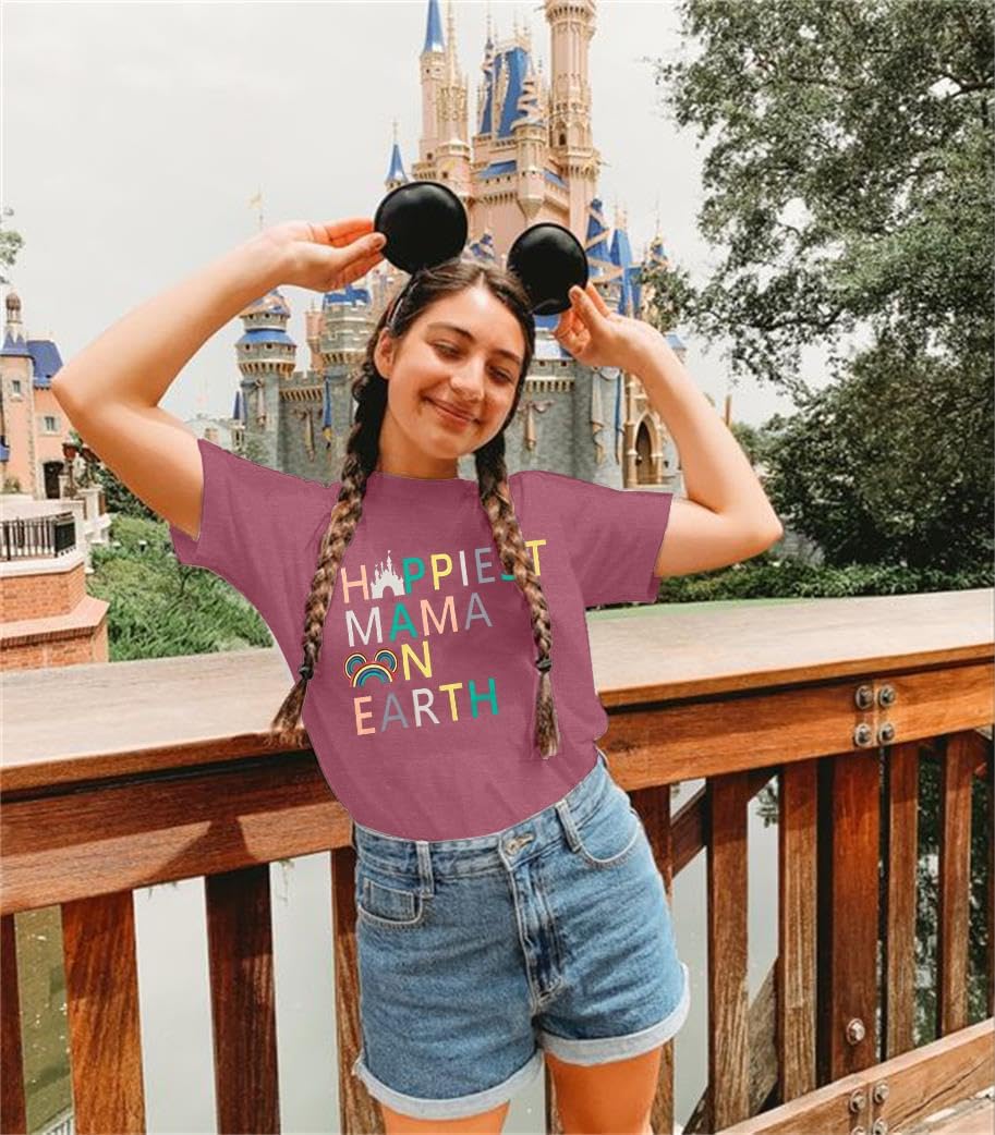 Magical Shirt for Women Happiest Mama On Earth Tee Magic Kingdom Castle Tshirt Family Holiday Vacation Short Sleeve Top - Image 3