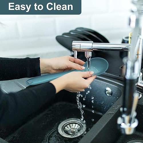 Miniatura 7 de E-far Juego de utensilios de cocina de cuchara de silicona de 2 piezas (azul)