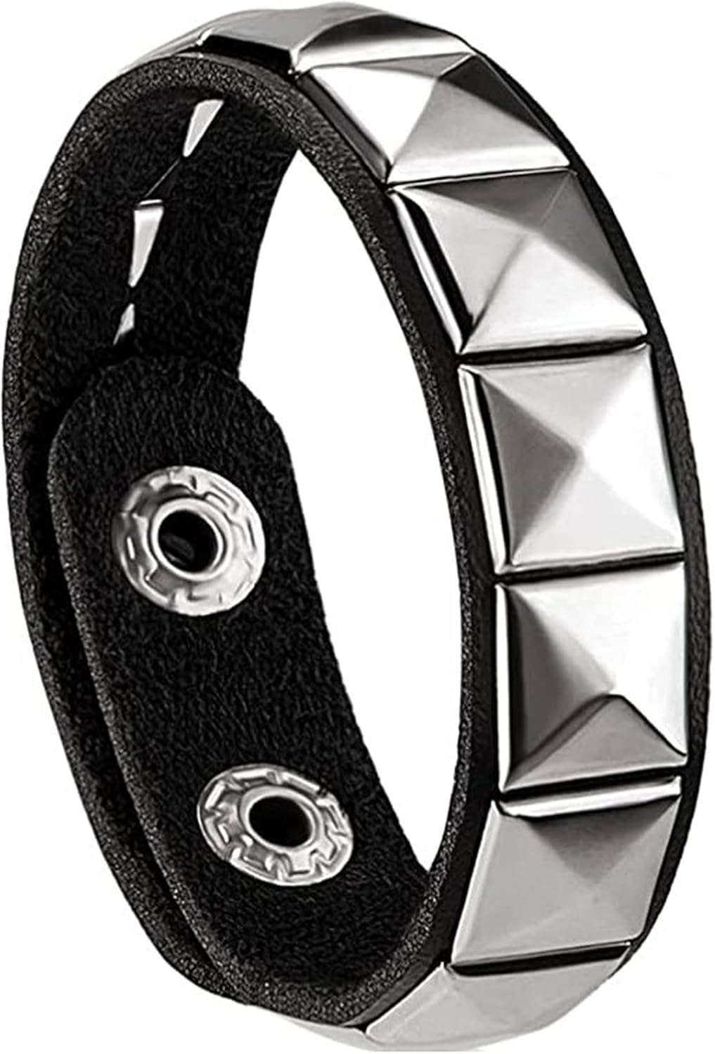 eYLun Men Women Leather Bracelet Punk Stud Wristbands Rock Adjustable Cuff Bangle Bracelet 2 pcs - Image 6