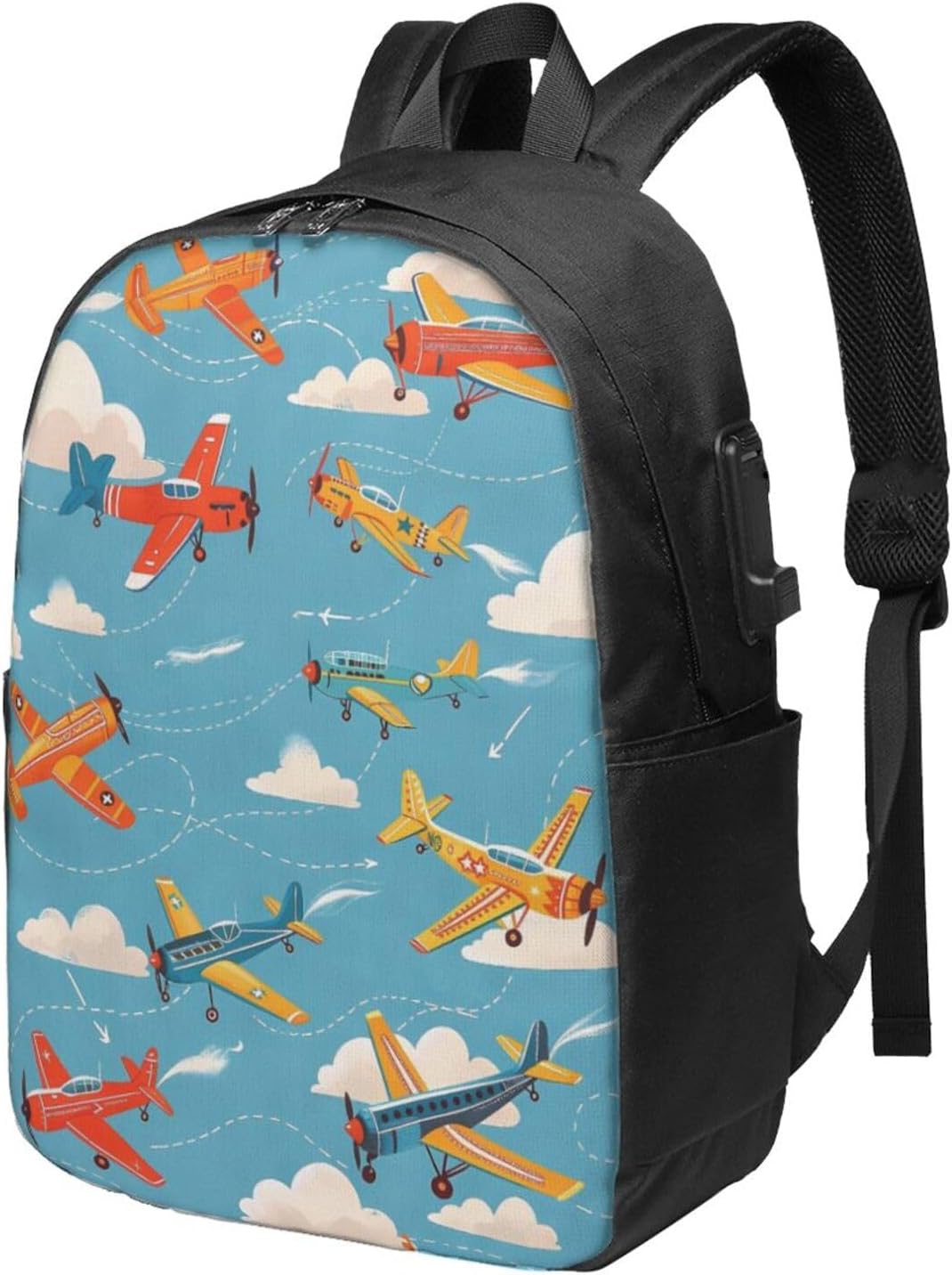 Airplane Playful Aviation Colorful Planes 17" Laptop Backpack Usb Charging