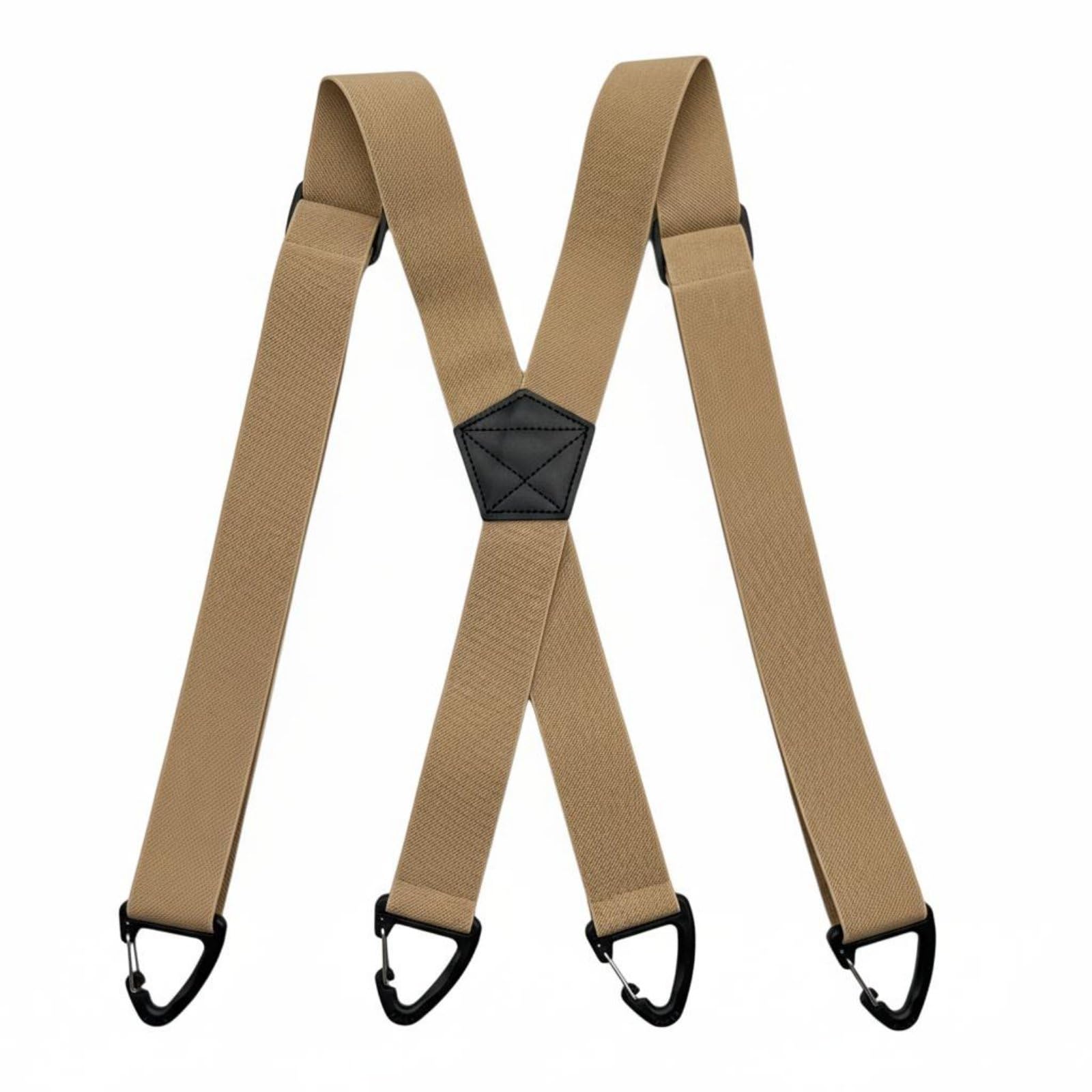 High-Performance Elasticity Heavy Duty Work Suspenders Heavy Duty X-Back Suspenders Wide Strap Hook-on Braces for Workers, Construction, Outdoor, Beige, 4 Buckle|Home & Kitchen-image-45