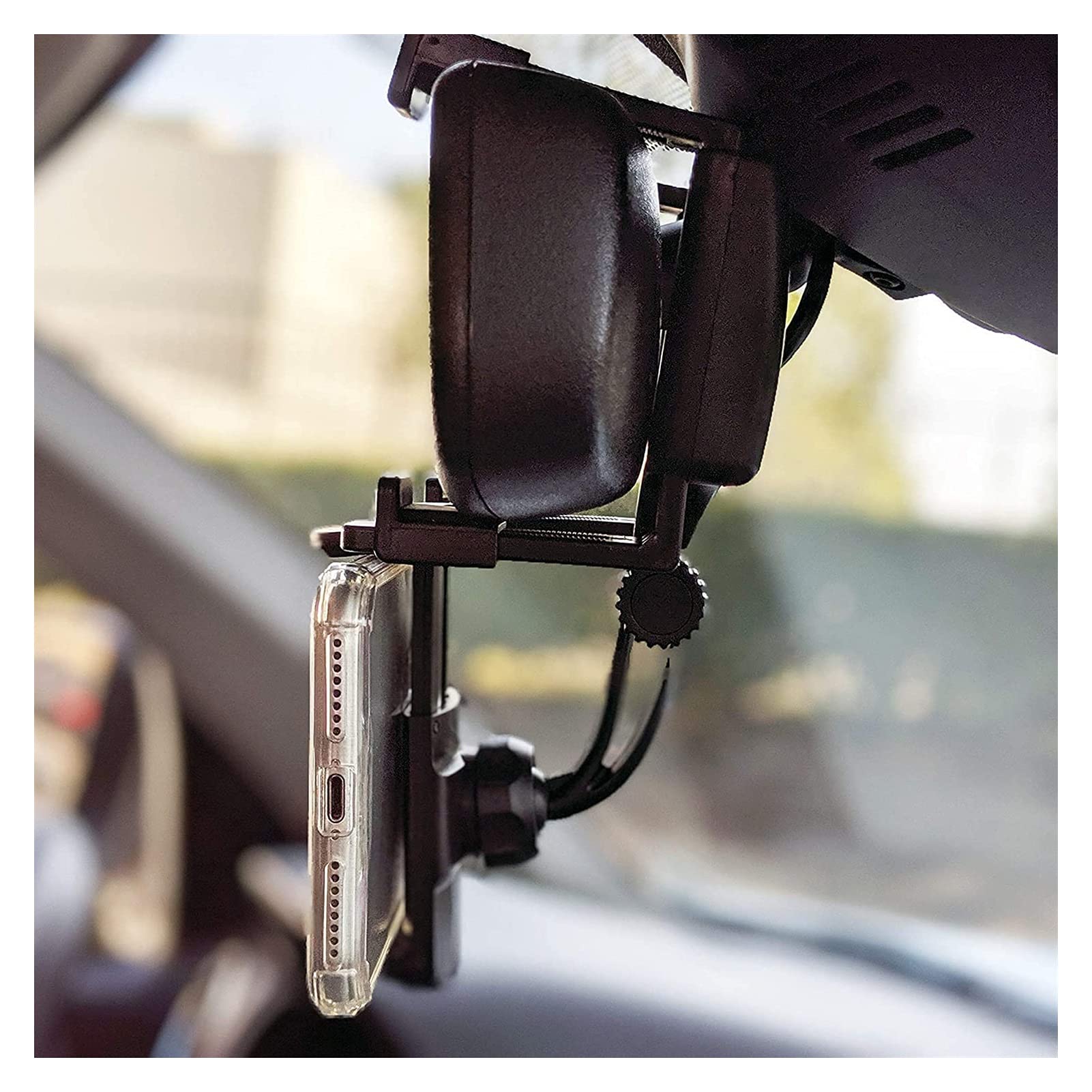 Staffa specchietto retrovisore Bamlarate, Montaggio Universale a Rotazione a 360 Gradi per (X / 8 / 8PLUS / 7 / 6S) Android, Onore e più Smart Phone GPS (Nero)