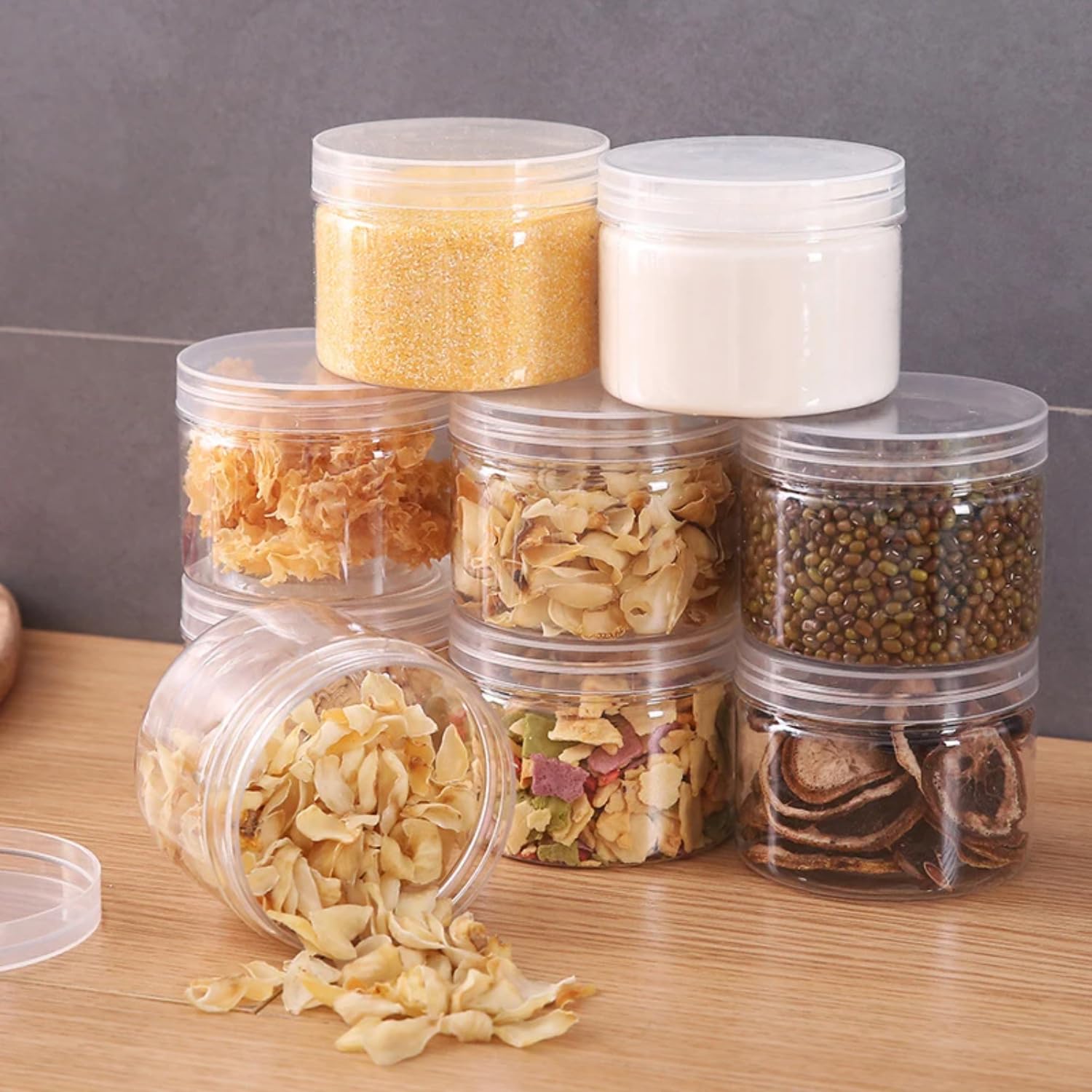Clear Food Container With Lid Plastic Sealed Candy Nut Box Food Cosmetics Jar Household Kitchen Organization