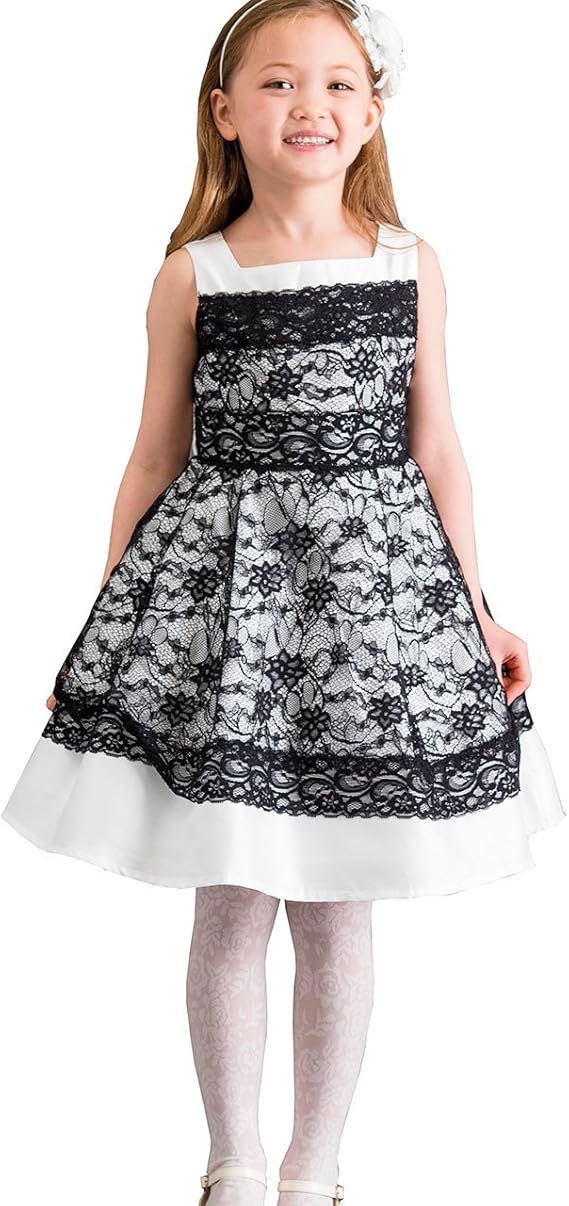 Amazon キャサリンコテージ Catherine Cottage子供服 Pc393op モノトーンシャドーレースワンピース 130cm 白地 黒レース Tak フォーマル 通販
