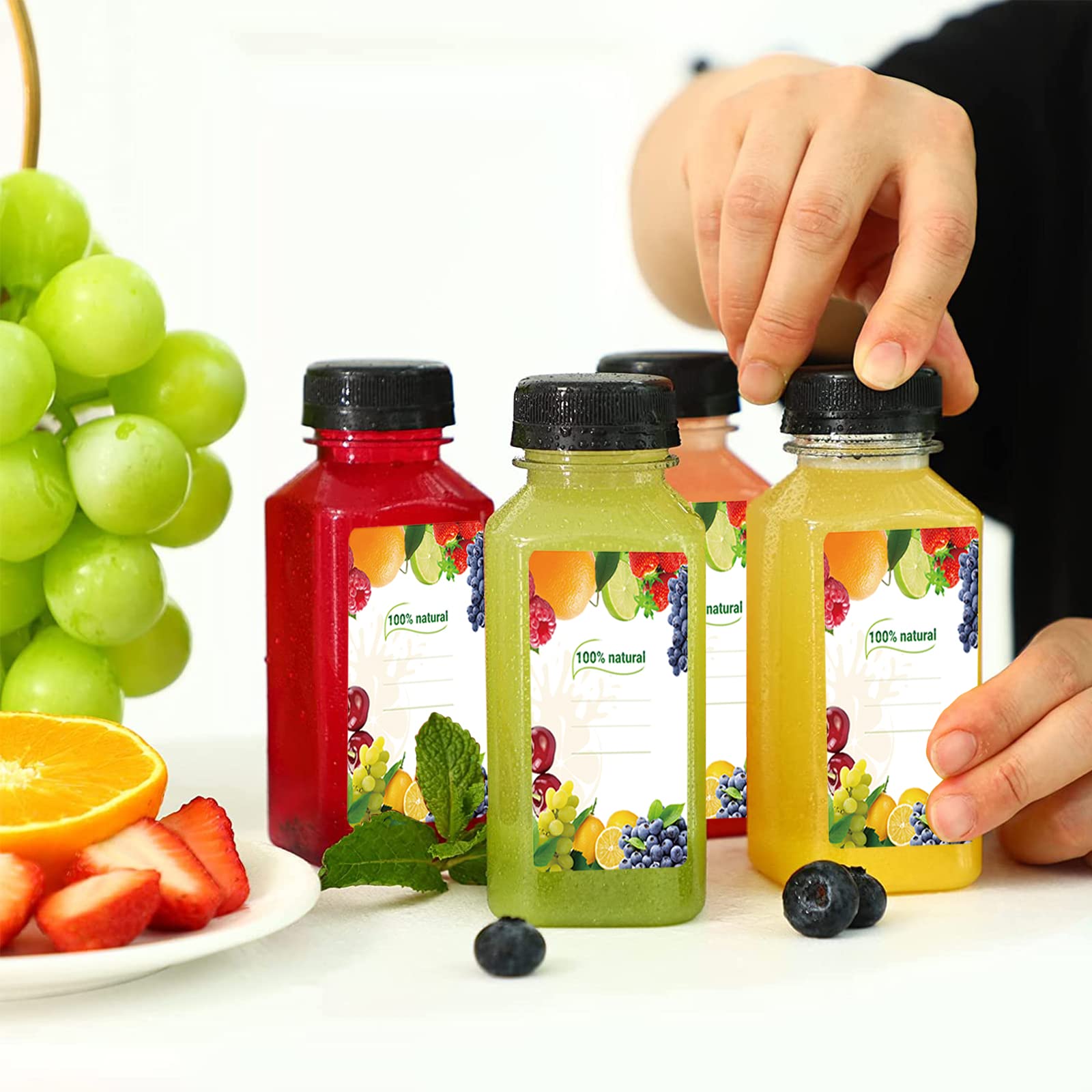 Komax Reusable Juice Bottles, Set of 4 Leak-Proof Juice