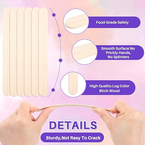 Miniatura 3 de Sintuff 2500 palitos de madera jumbo de 6 pulgadas, multiusos, palitos de madera para helado, palitos de artesanía naturales, palitos de cera para