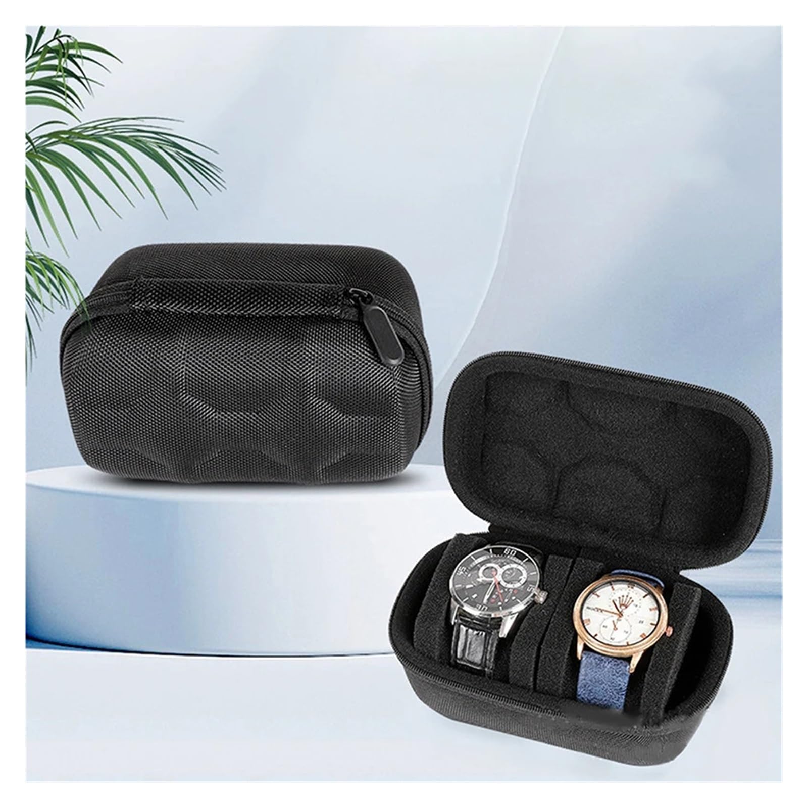 Boîte de rangement portable for montres, étanche, fermeture éclair unique, étui transport for connectées pour la plupart des montres(Black 3)