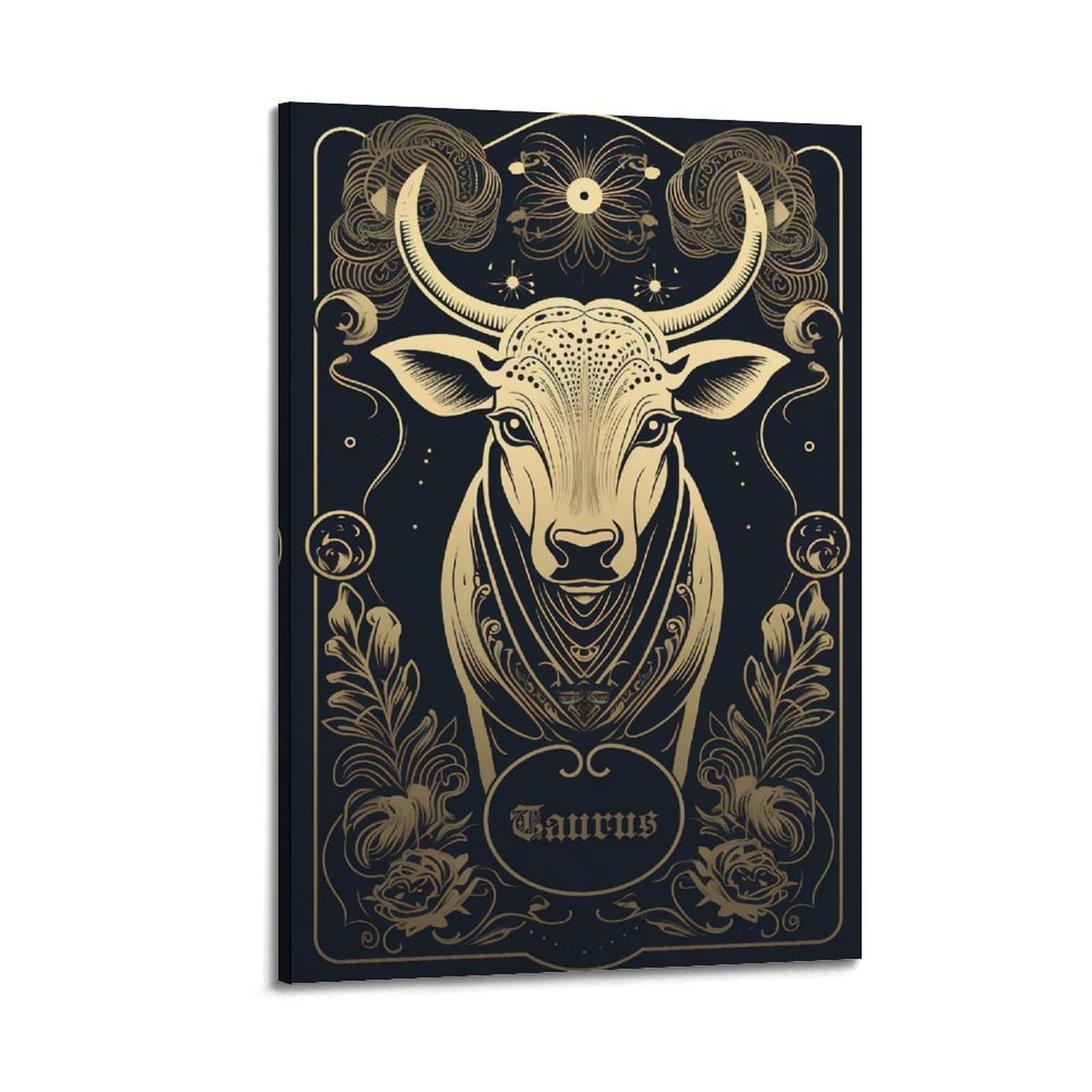 Wgjymx Frame-Style Constellation Taurus Bull Head Decorative Painting Decorative Painting Canvas Wall Posters And Modern Family Bedroom Decor 08X12inch(20X30cm)
