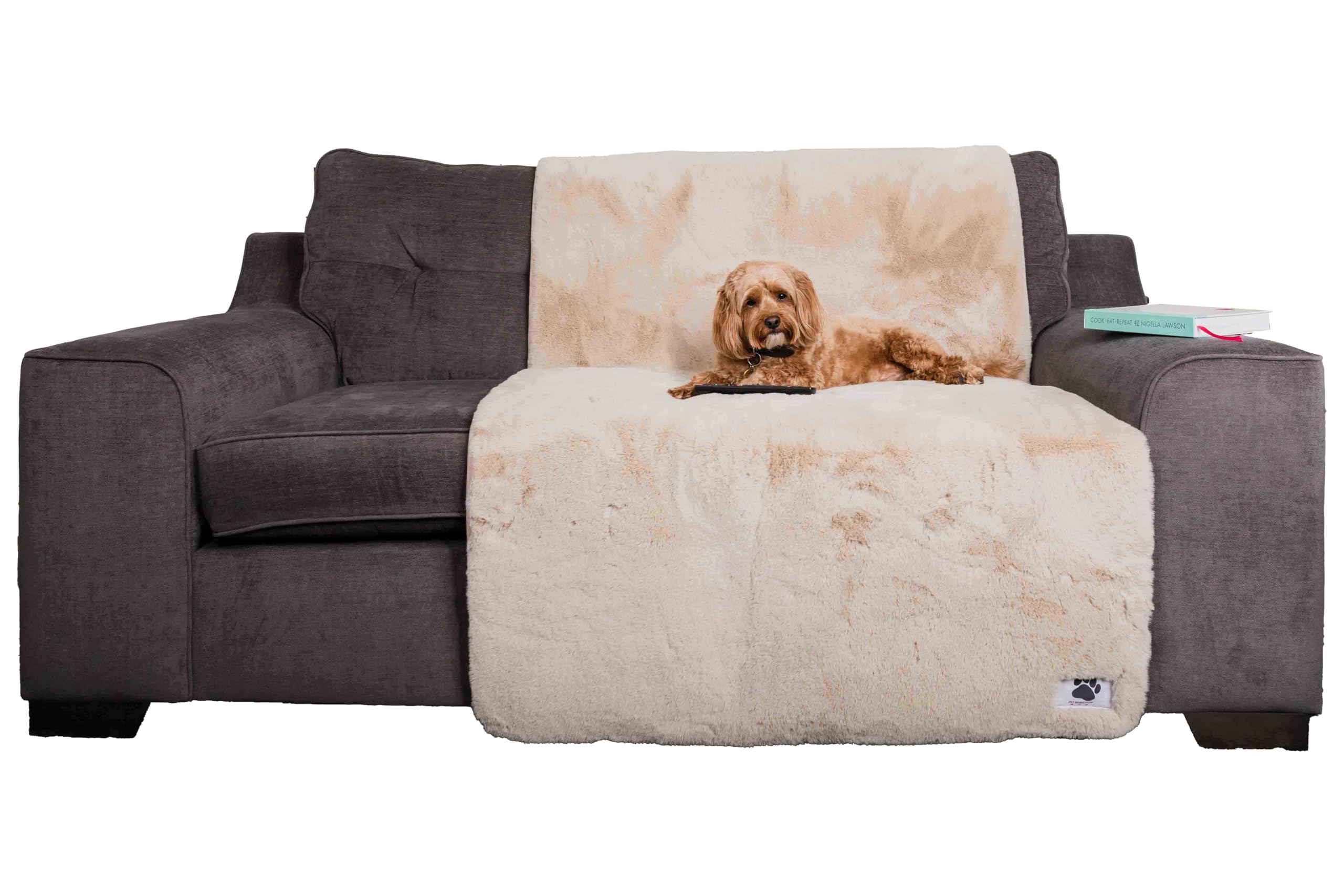 Pet Rebellion Faux Fur Sofa Protector Cover – Large 100×170 cm Pet Sofa & Bed Cover, Non-Slip, Absorbent, Machine Washable Furniture Protection for Dogs & Cats (Colour - Stone) — image 1