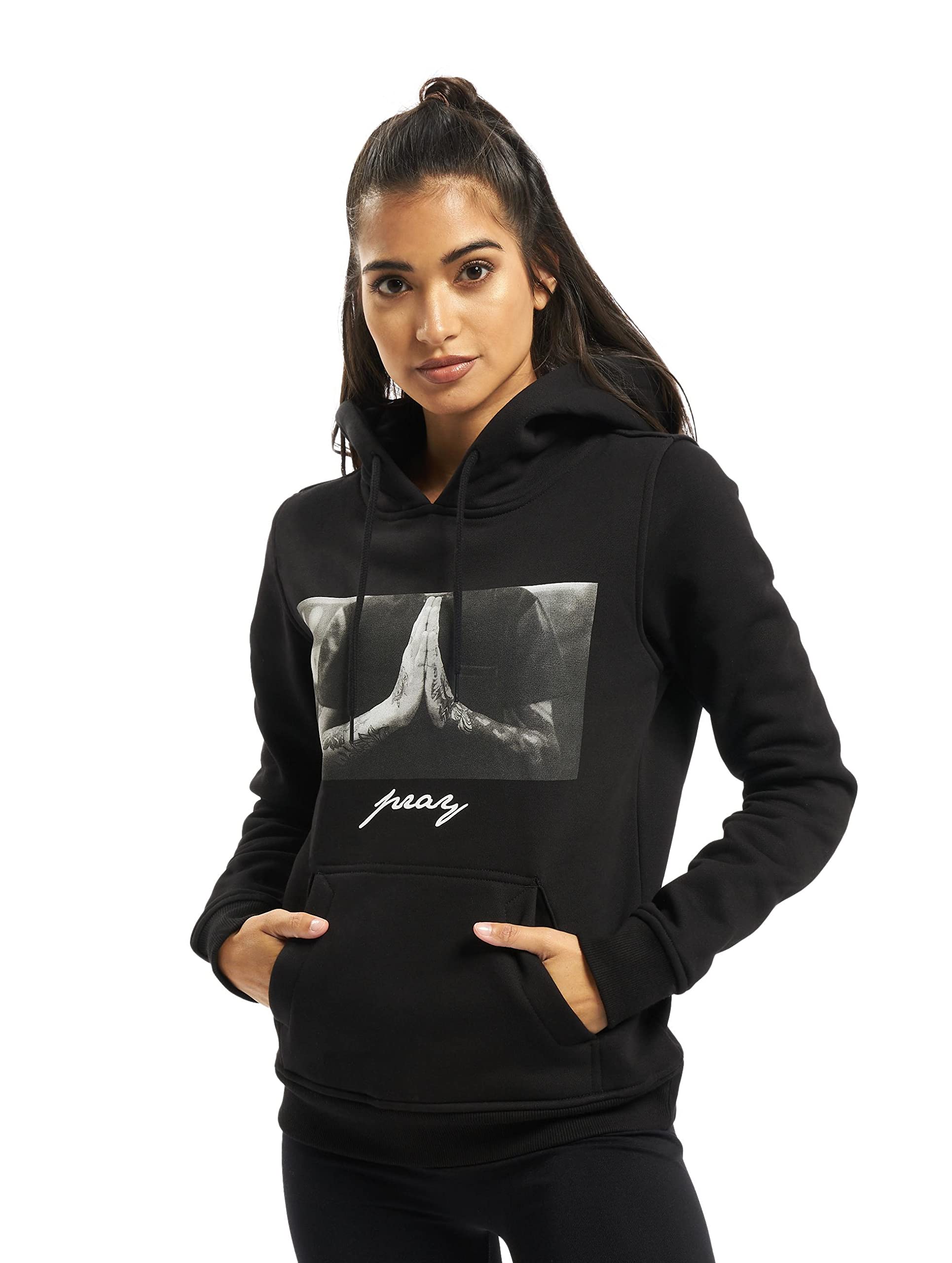 Mister Tee Damen Ladies Pray Hoody Hoodie, Black, XL