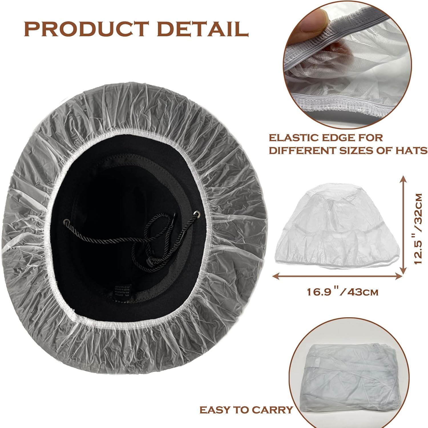 4 Pack Cowboy Hat Rain Cover Plastic Hat Protectors for Men's Rain Hat Storage - Image 4