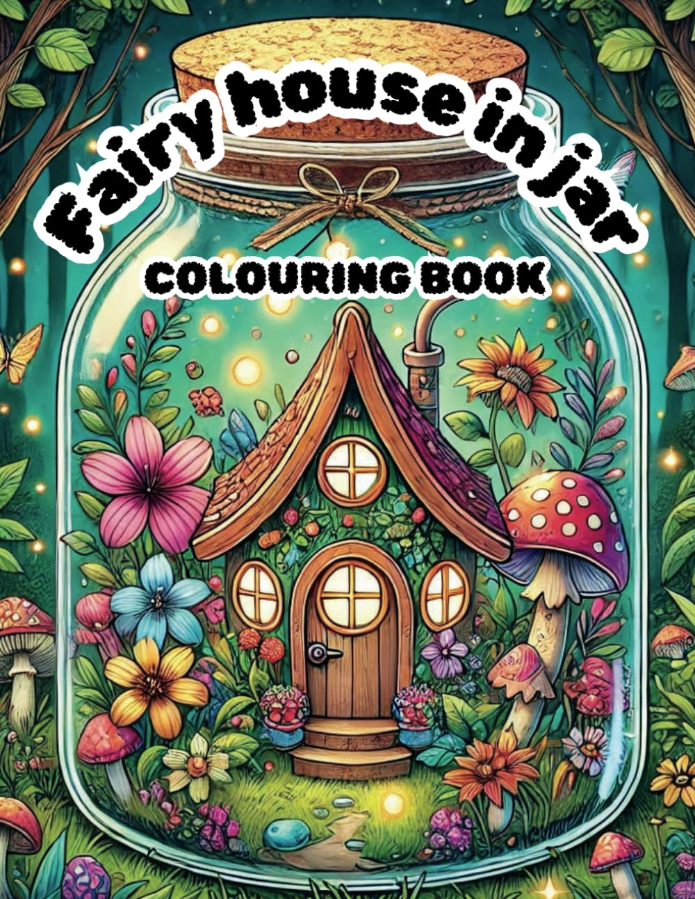 Fairy house jar colouring book: made for children & adults, cute fairy house designs for anxiety relief and relaxation.