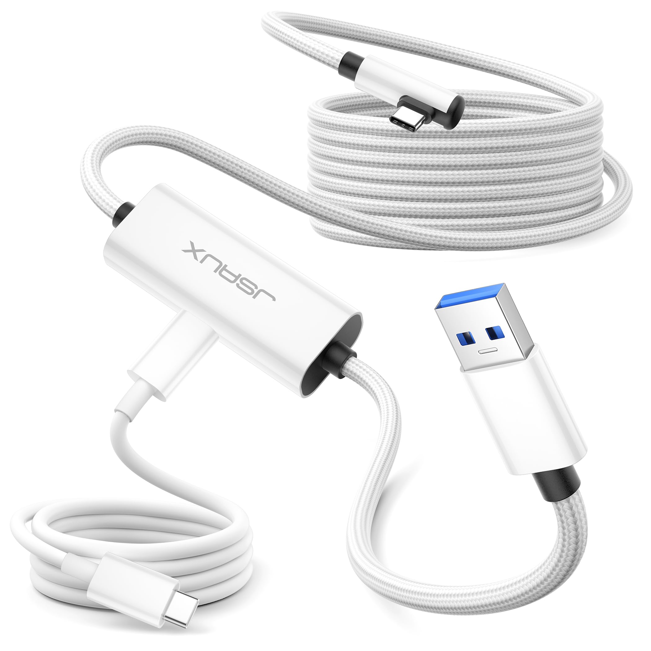 JSAUX Link Cable 5M with Charging Compatible with Meta Quest 3S/Quest3/2/Pro Accessories【Charging While Playing】 USB 3.0 High Speed Data Compatible with Oculus 3S/3/2/Pro, Pico 4, PC VR, Steam VR