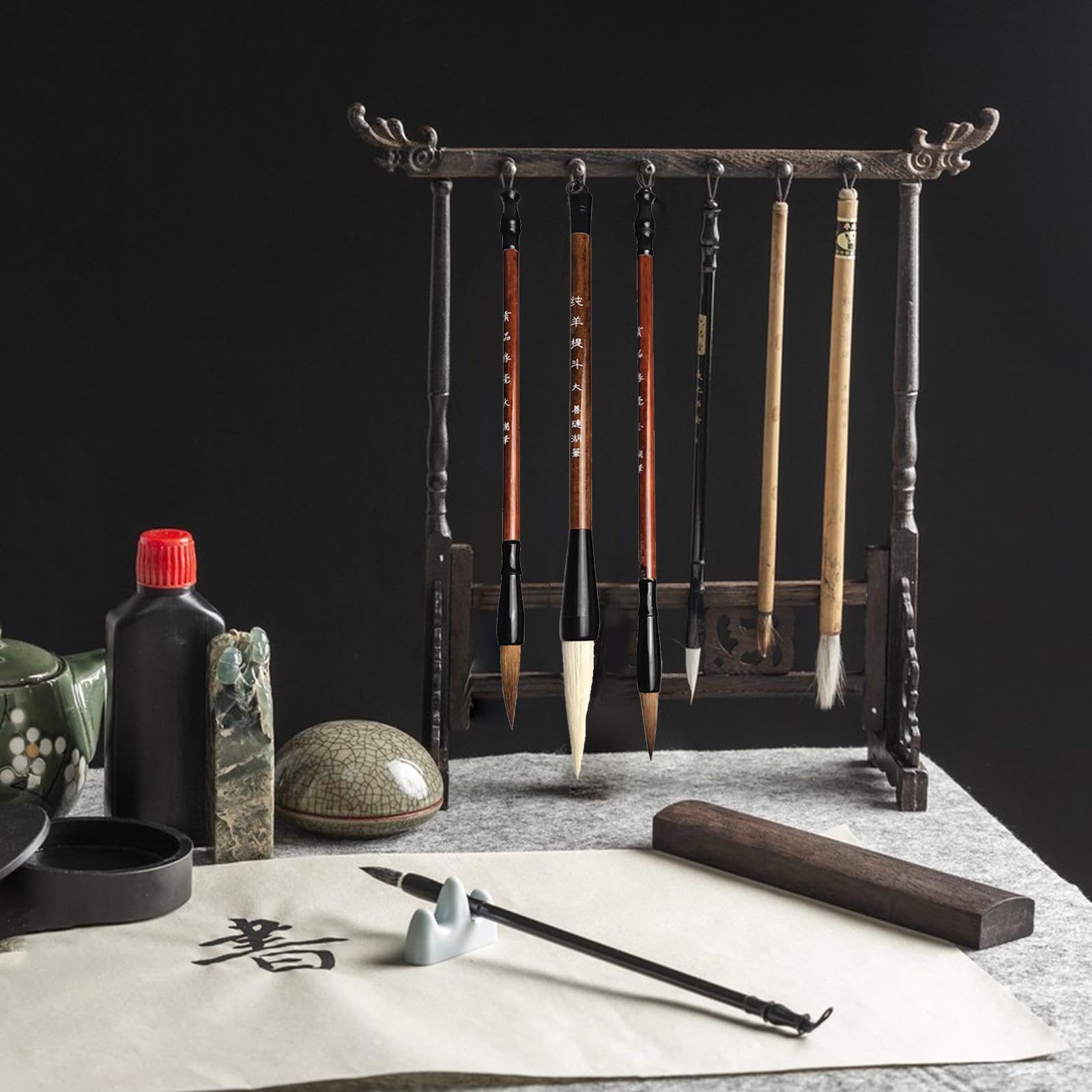 Set Pennelli Per Calligrafia Cinese – Pelo Di Lupo, Coniglio E Lana, Pennelli Professionali Per Scrittura E Disegno