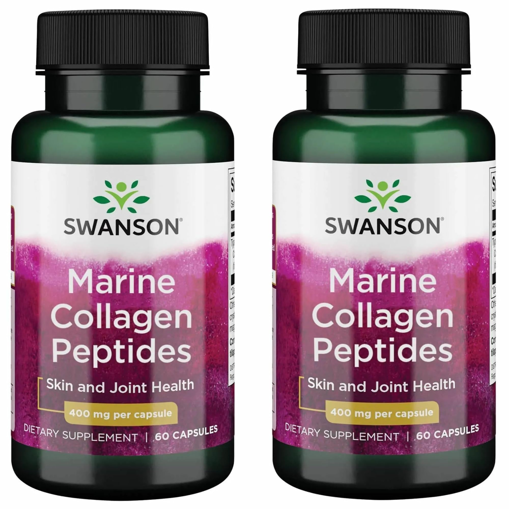 Swanson Hydrolyzed Fish Collagen Type I 400 Milligrams, 60 Capsules, 2 Pack 60 Count (Pack of 2)