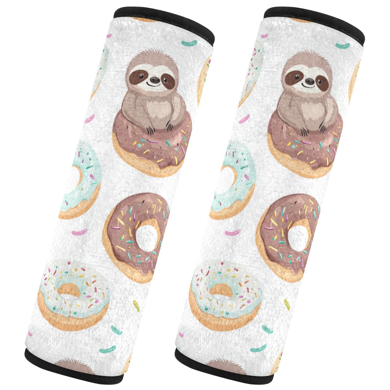 Seat Belt Covers 2 Pack Sloths Doughnuts Car Seat Strap Covers Super Soft Cute Car Seat Neck Cover for Boys Girls Adults Babies S