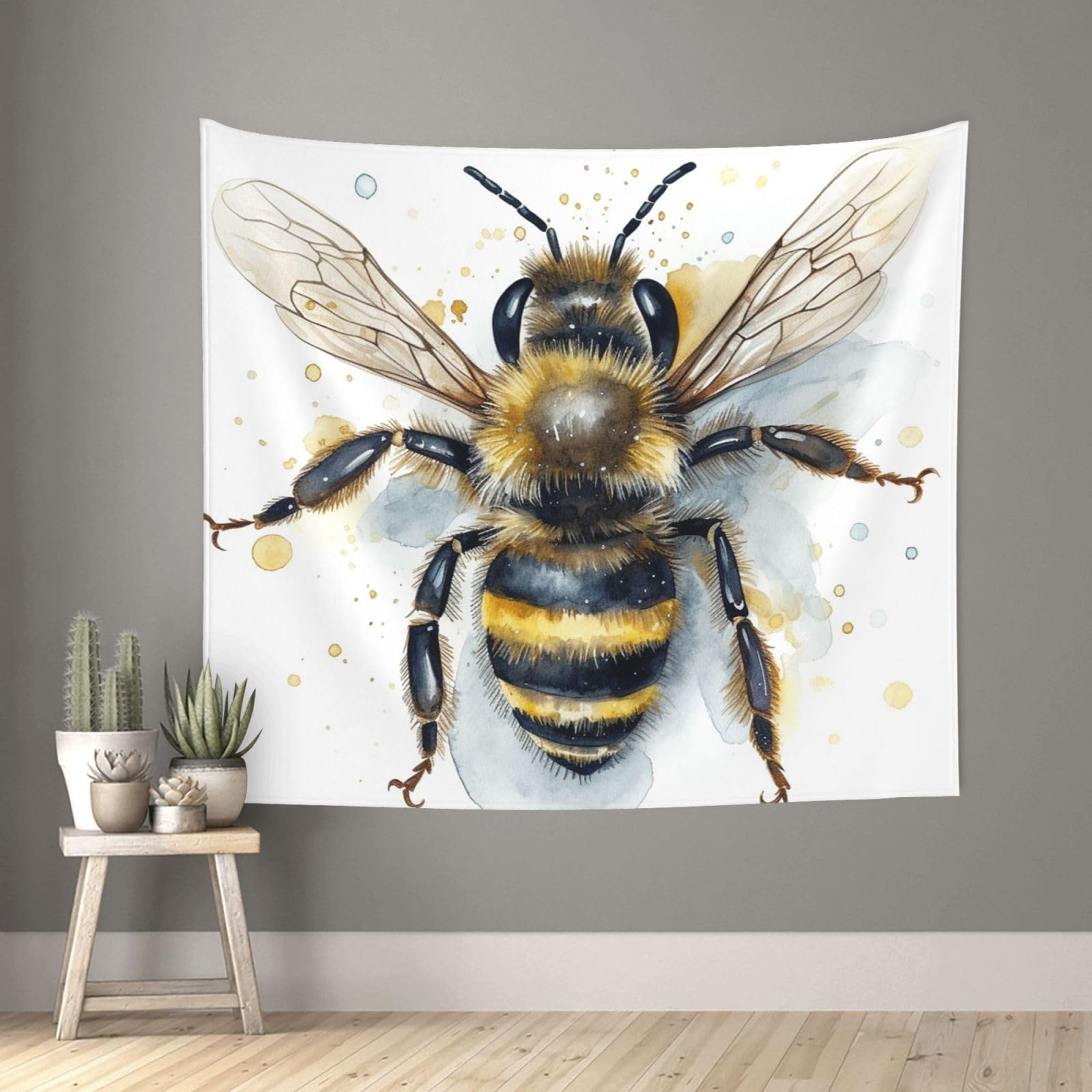 FodPand Watercolor Bee Tapestry for Bedroom Aesthetic, Wall Hanging Tapestries Art Decor Backdrop Wall Tapestry for Dorm Living Room Funny Poster Party Banner Background 51" X 60"