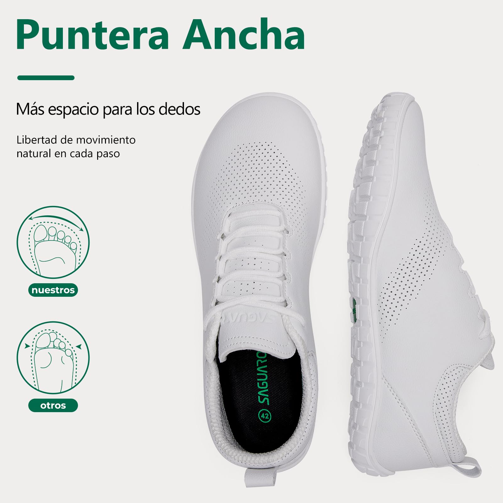 SAGUARO Zapatillas Barefoot Hombre, Calzado Minimalista Ligero con Puntera Ancha & Zero Drop para Caminar al Aire Libre Casual, Tallas 39-48
