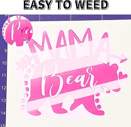 Miniatura 3 de Lya Vinyl Rollo de vinilo permanente rosa brillante, 12 pulgadas x 12 pies, rollo de vinilo adhesivo permanente para exteriores para CRI-Cut,