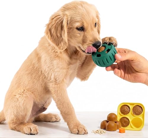 Juguete Dispensador de Golosinas para Perros de Caucho Natural, Juguete Masticable Duradero y Antiestrés