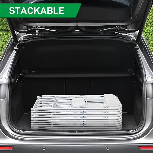 Miniatura 8 de susici Paquete de 10 sillas plegables de plástico negro, portátiles, apilables, comerciales, sillas plegables con marco de acero para el hogar,