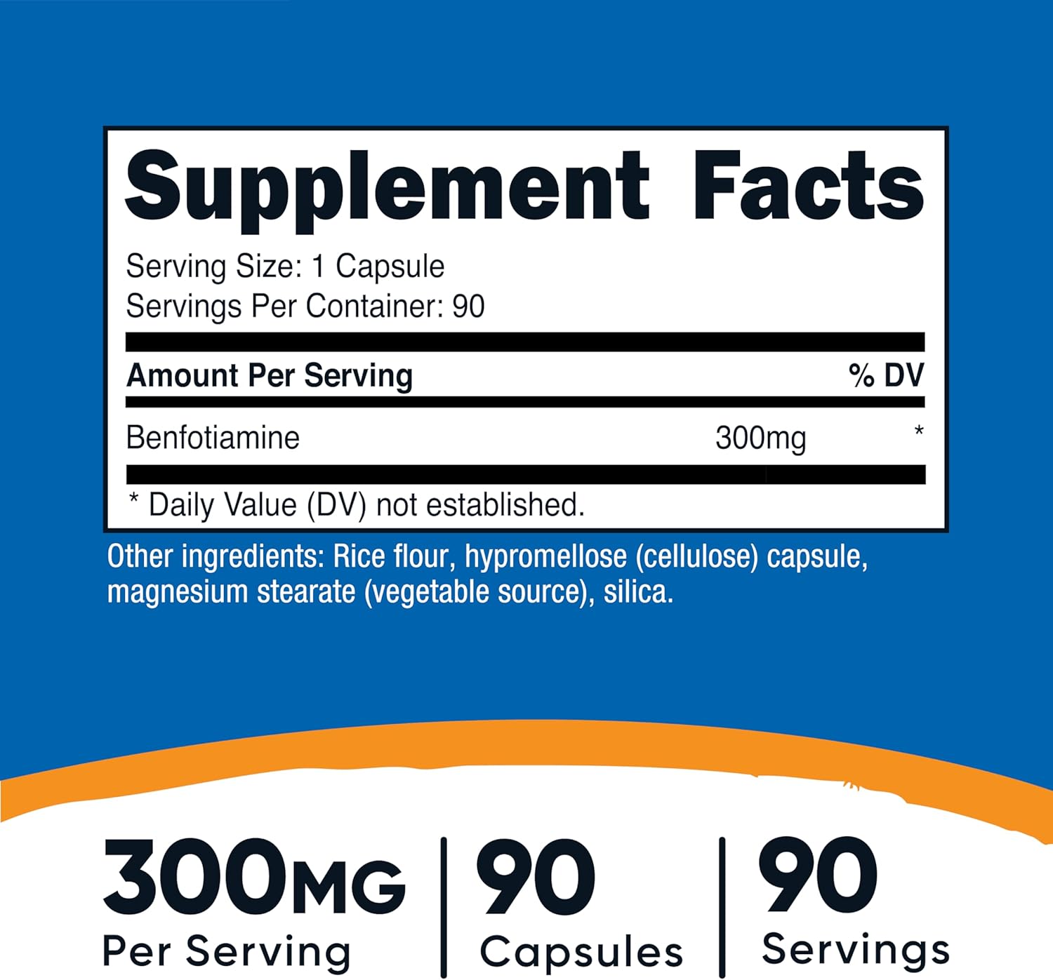 Nutricost Benfotiamine 300mg, 90 Capsules - Gluten Free, Non-GMO, and Vegetarian Friendly Fat Soluble Vitamin B1 - Image 2
