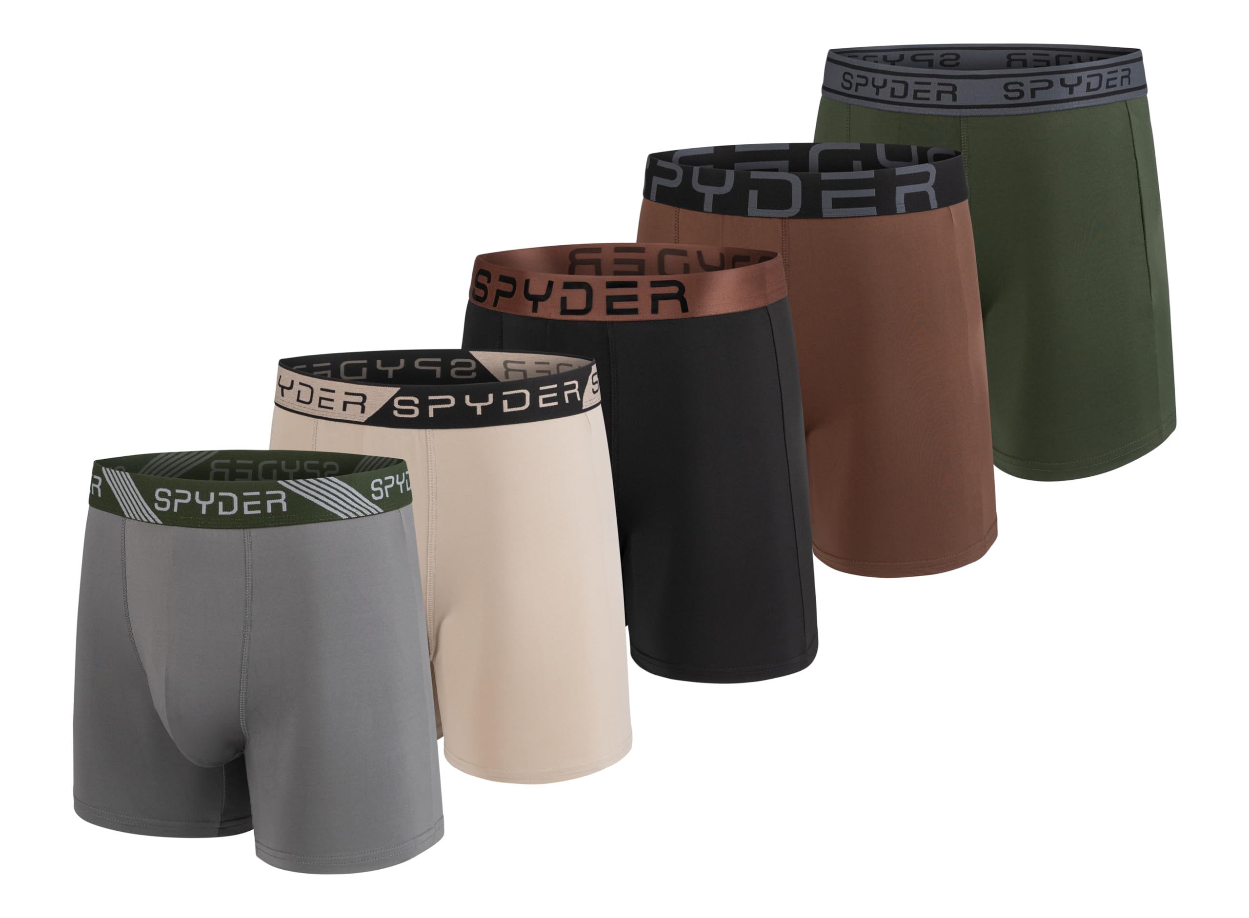 Spyder Calzoncillos tipo bóxer para hombre, paquete de 5 calzoncillos tipo bóxer de poliéster y elastano