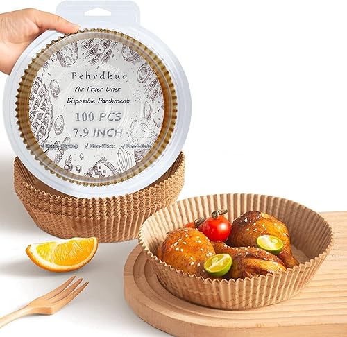Miniatura 7 de Disposable Baking Paper Sheet for Air Fryer Round Non-Stick Parchment Paper Liner Unbleached  100PCS-63 inches