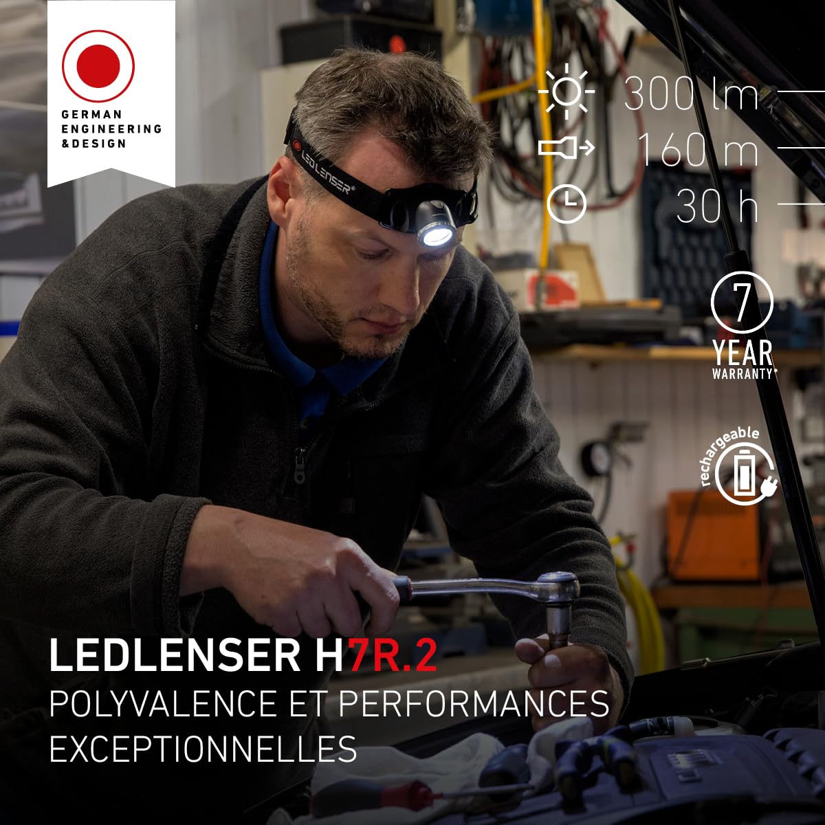 LED Lenser H7R.2 Lampe frontale rechargeable Mixte Adulte, Noir