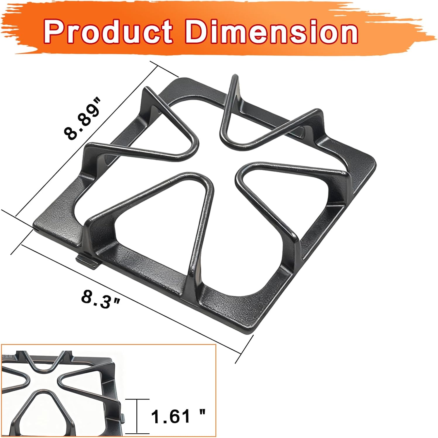 W10447925 Stove Grate Replacement Parts for Whirlpool Stove Parts General Electric Gas Range Parts Stove Surface Top Grate Metal Steel Rack (4 Pack)