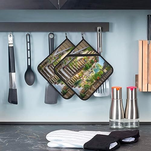 Miniatura 7 de Italia - Juego de 2 soportes para ollas toscanas para horno de cocina, lavables a máquina, resistentes al calor, almohadillas calientes