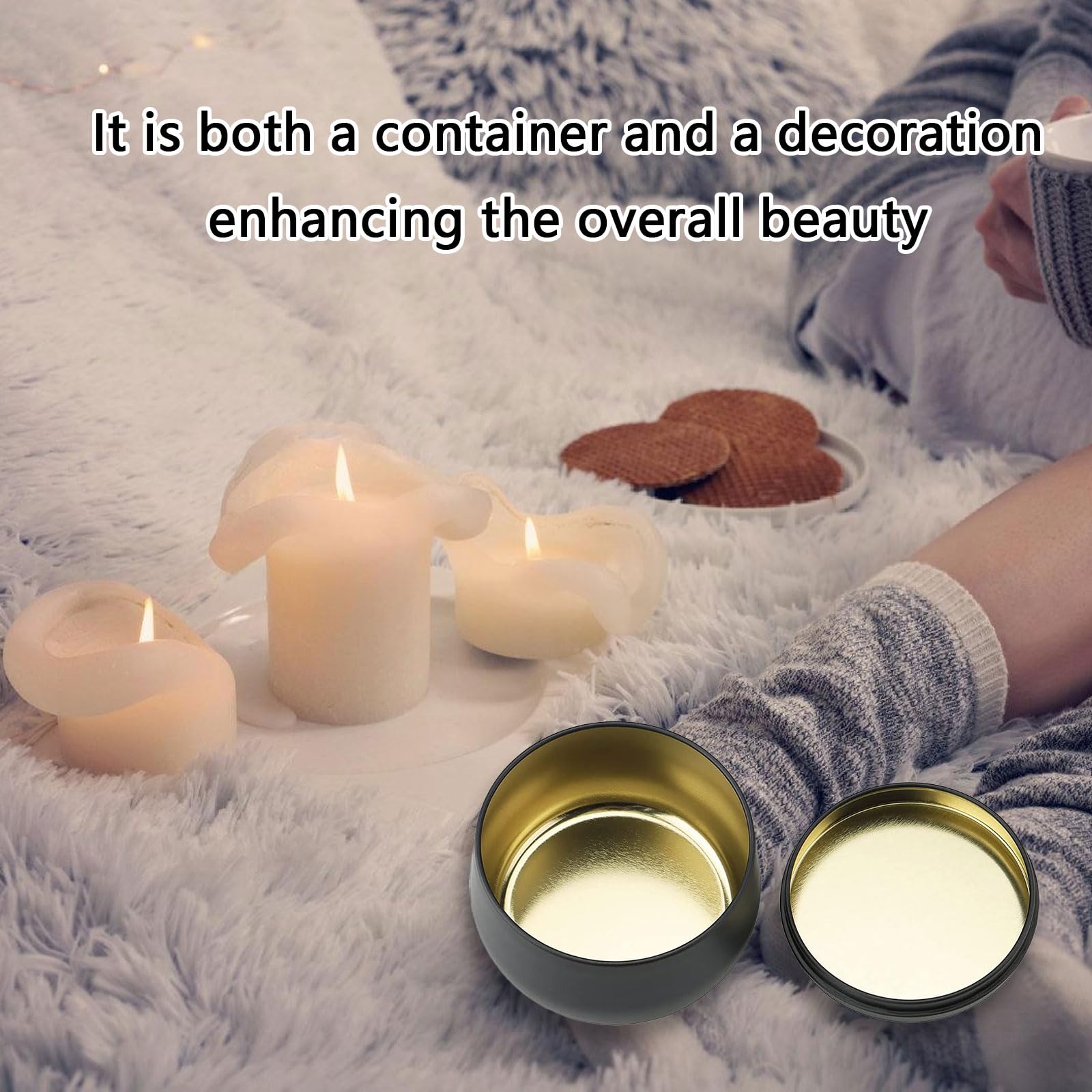 Montesy 24Pcs Candle Tins with Lid Black Round Empty Containers Jars for Candle Making and Storage of Sweets Jewelry or