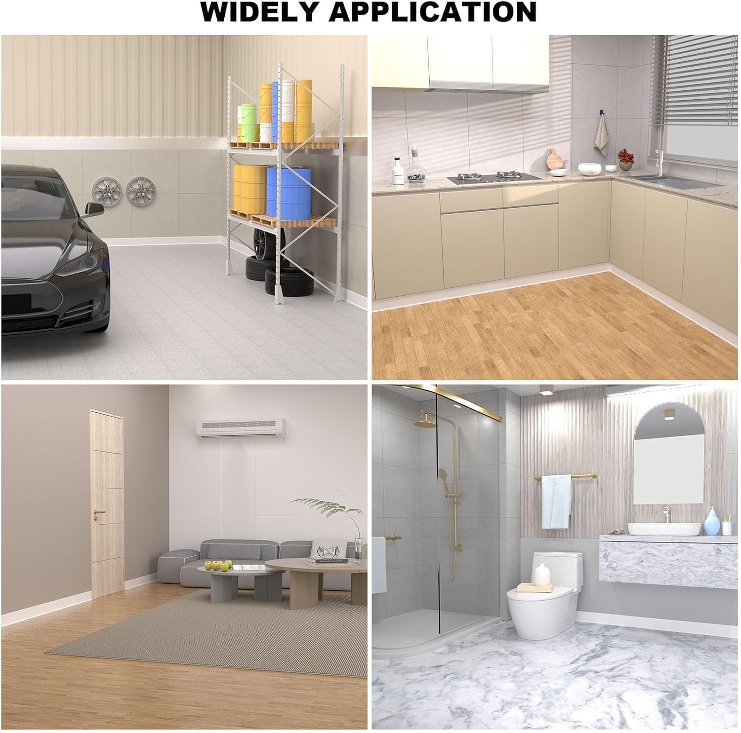 Peel and Stick Molding Baseboard Trim, 4 Inch Flexible Baseboard Molding Trim, Self-Adhesive Vinyl Wall Base Molding Trim(40Ft, White)