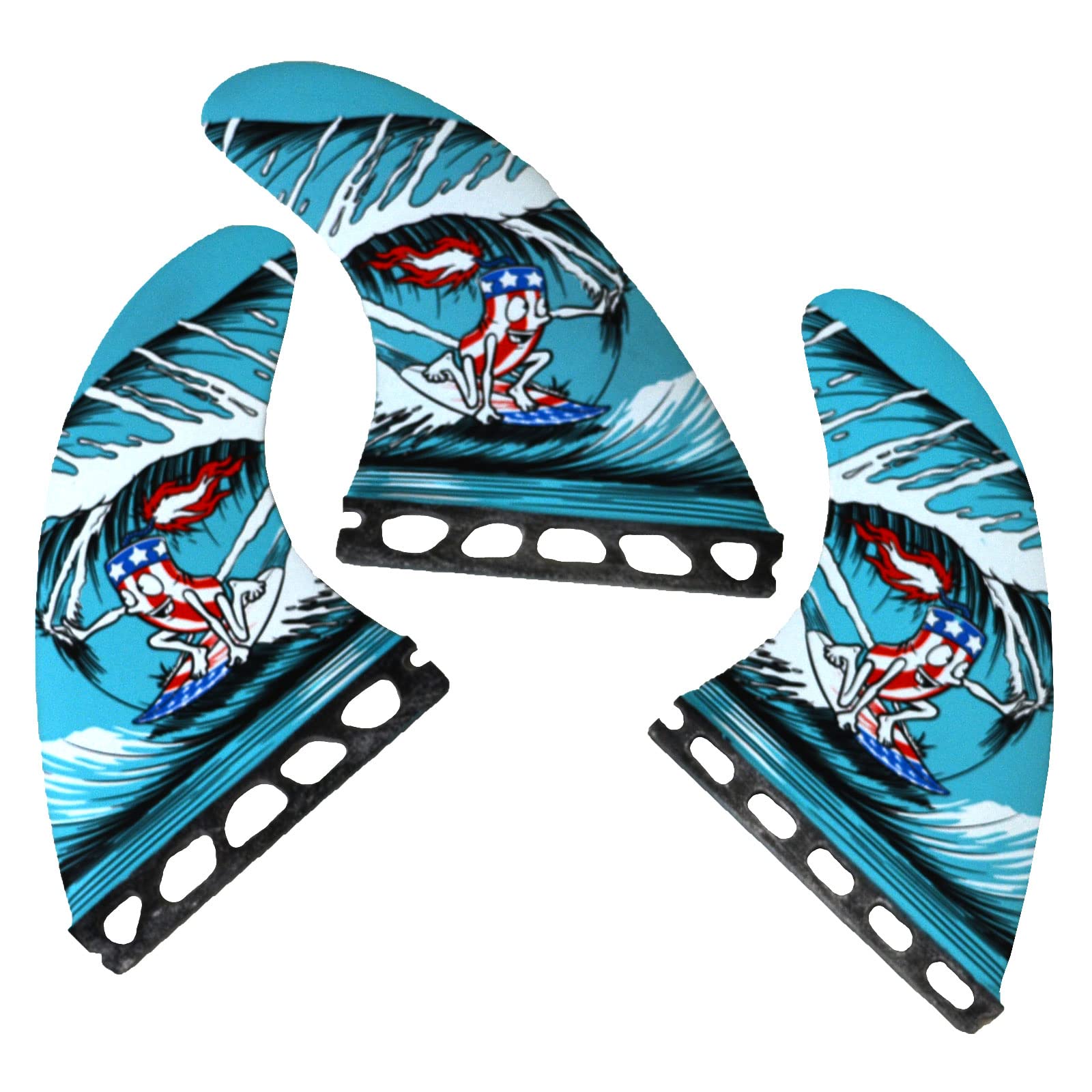 KONA SURF CO. Single Tab (5 Fin) Shortboard Surfboard Fins (Firecracker, Large (165lb - 200lb))