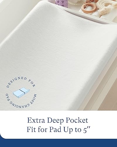 Miniatura 6 de PurComfy Fundas supersuaves para cambiador de pañales, paquete de 2 fundas de viscosa de bambú de primera calidad para bebés niñas y niños, sábanas