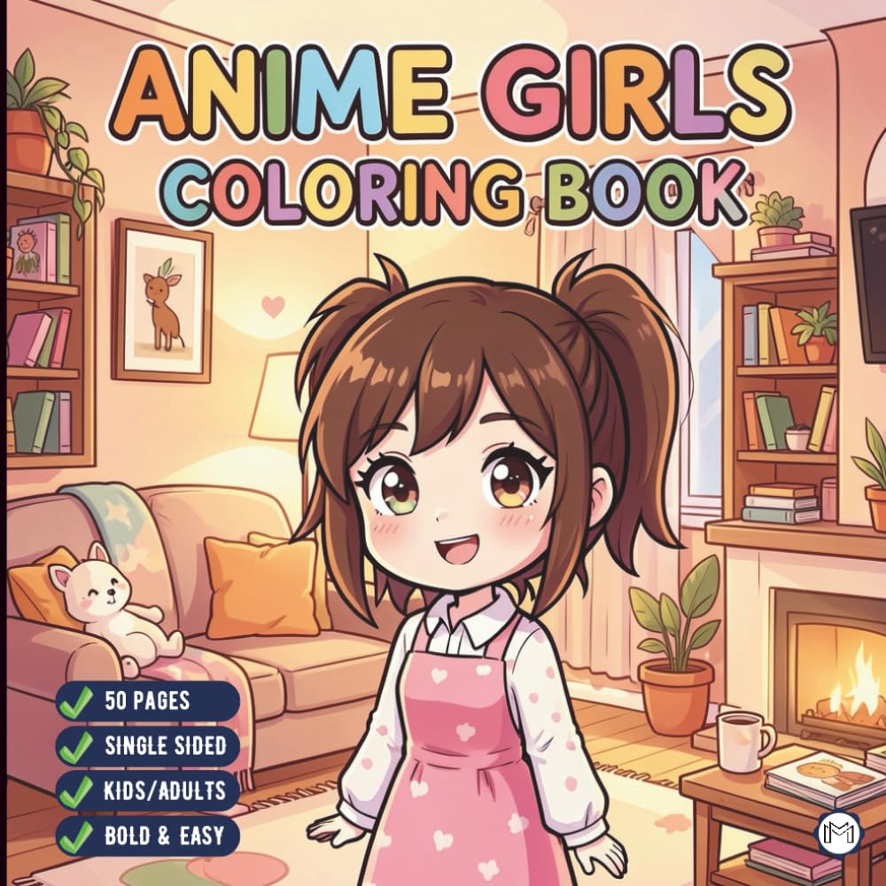 Cute Anime Girls Coloring Book for Adults Kids Boys Girls Teens: Cool Japanese Anime Scenes Coloring Pages for Children Simple Anime Characters ... Kawaii Anime and Manga Style Coloring Book
