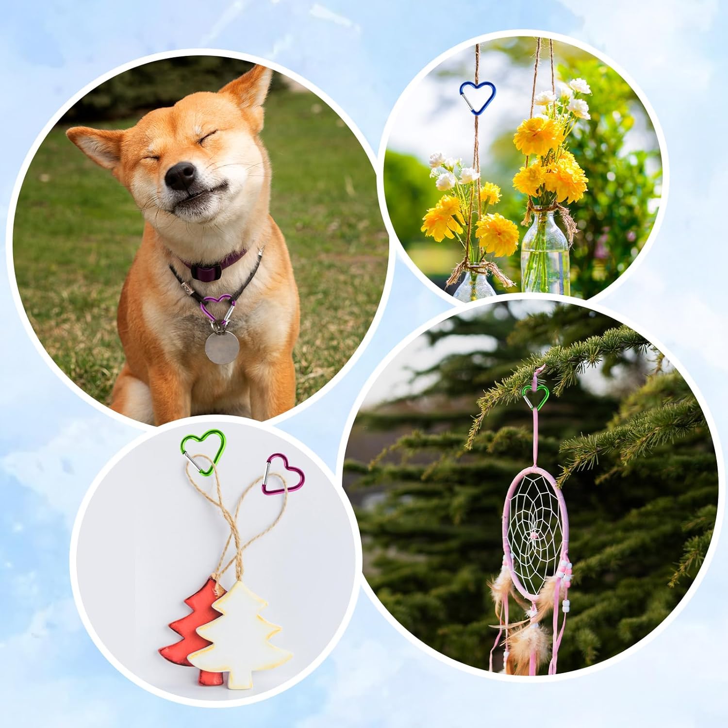 10Pcs Heart Shaped Carabiner Cute Carabiner Clip Small Keychain Clip Aluminum Alloy Carabiner Clip Heart Shape Key Ring Mini Snap Hooks Keychain for Water Bottle Holder Traveling - Image 4