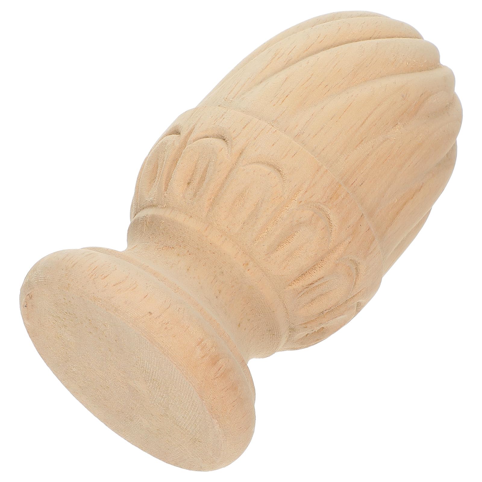 Hemobllo Unfinished Wood Pineapple Finial 8x14cm for Staircase Baluster DIY Wooden Railing Column Topper Decorative Bed Post Ornament