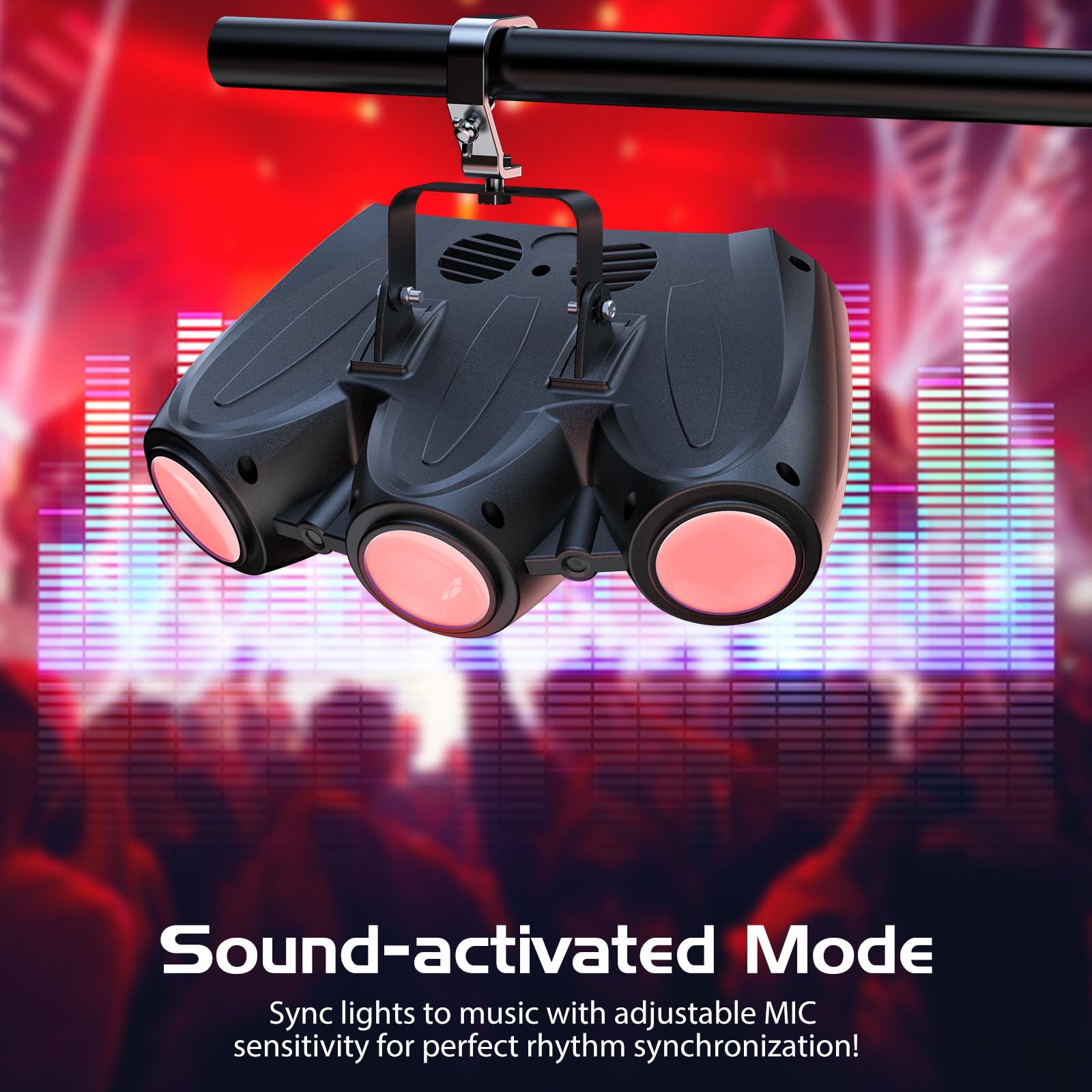 Luz de discoteca, luz de fiesta tipo dirigible, 192 haces de luz LED integrados, DMX 4 canales con control de voz, ideal para cumpleaños, Halloween, eventos en bares y Navidad