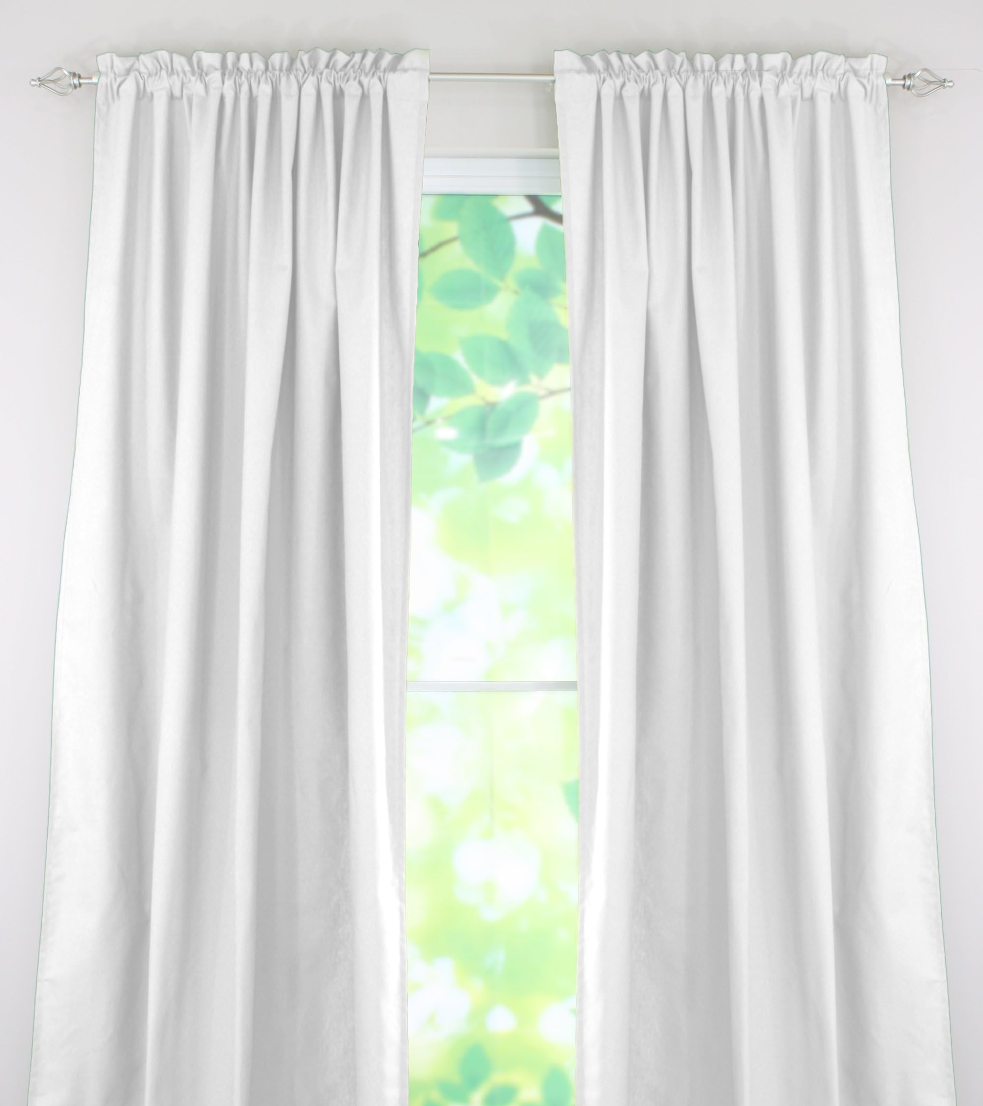 Brite Ideas Living Rod Pocket Curtain Panel, 54 by 108-Inch, Duck White