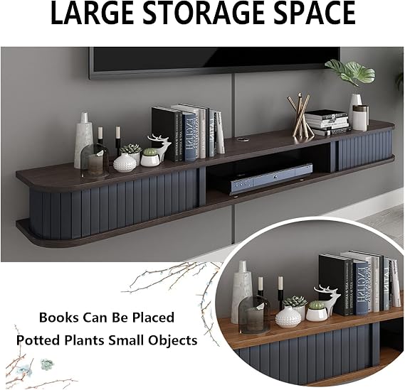 Floating TV Stand Cabinet Floating Tv Stand Wall Mounted Tv Shelf Entertainment Center Wood Media Console Storage Cabinet Hanging Tv Hutch Component Tv Storage Cabinet for Living Room