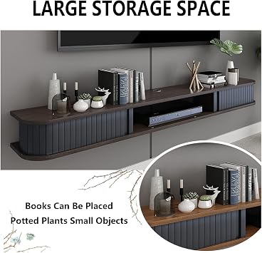 Floating TV Stand Cabinet Floating Tv Stand Wall Mounted Tv Shelf Entertainment Center Wood Media Console Storage Cabinet Hanging Tv Hutch Component Tv Storage Cabinet for Living Room