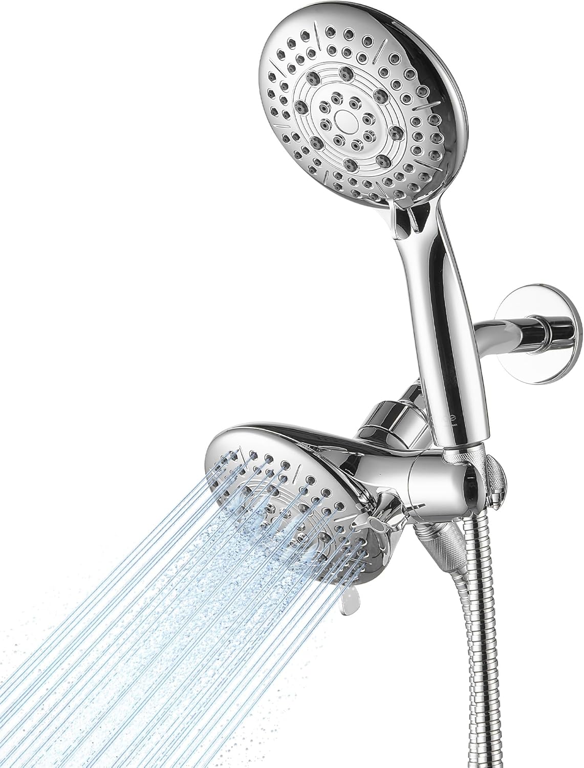 Cobbe Dual Shower Head Combo, 2-in-1 Water Saving System with 59-Inch Stainless Steel Hose, 1.8 GPM Rainfall and Handheld Spray, 3-Way Diverter with Anti-Swivel Lock Nut, Chrome