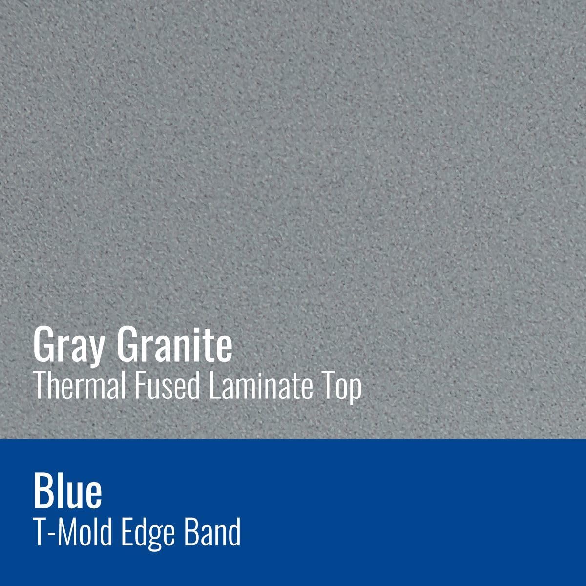 Correll 36"x72" Kidney Shaped Classroom Activity Table, Height Adjustable (19"-29"), Gray Granite Durable Thermal Fused Laminate Top, Silver Mist Base & Blue Edge, School Furniture, Made in The USA - Image 4