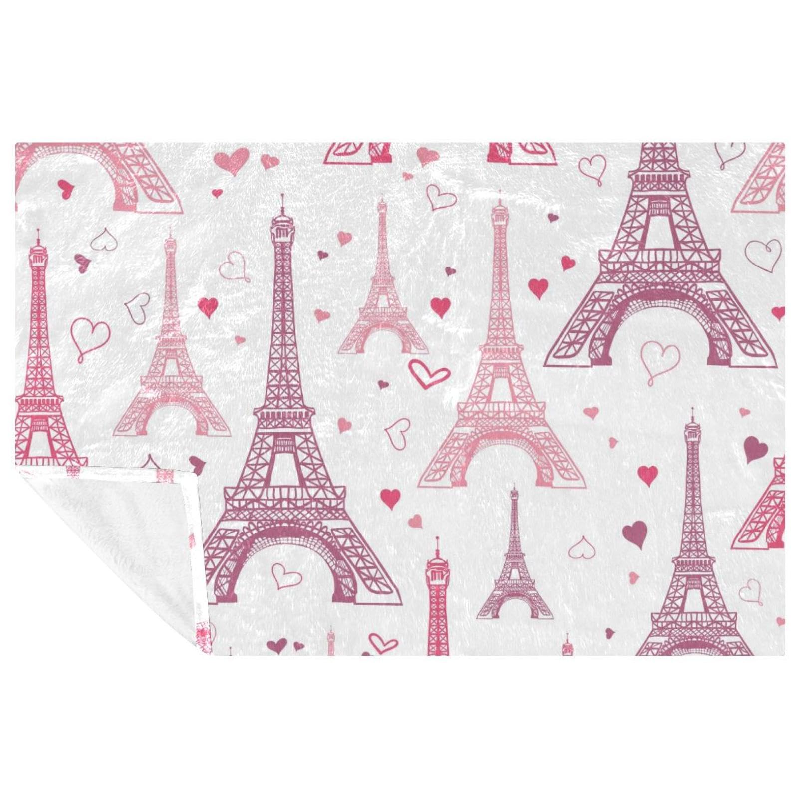 Couverture Tour Eiffel rose plaid chaud et doux pour vos pique-niques et soirées camping