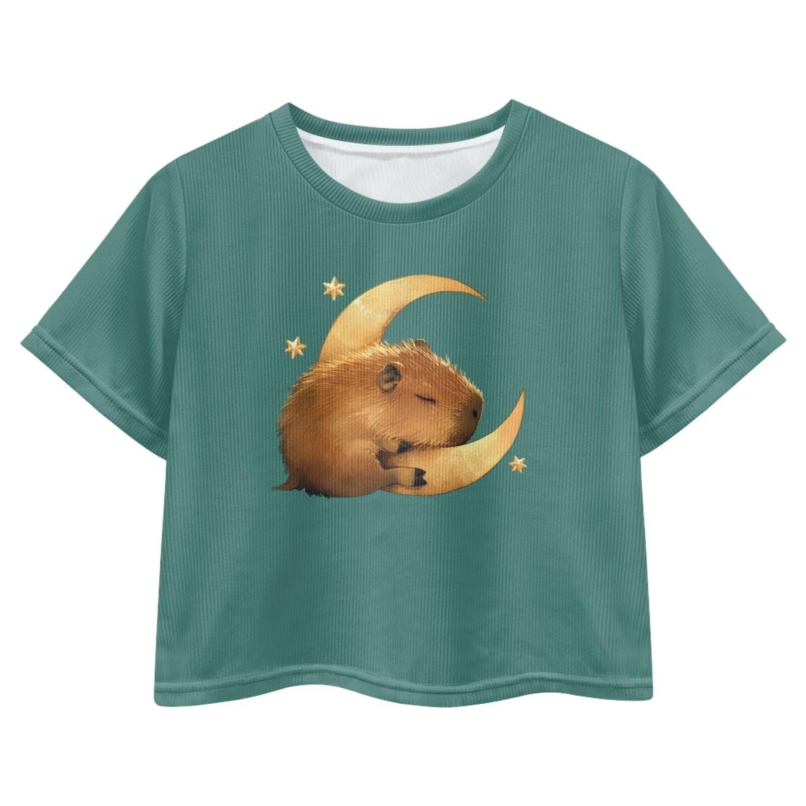 Cute Crop Tops for Girls Short Sleeve Summer T Shirts Fashion Graphic Tees Crew Neck Pullover Tee 5-14 Years