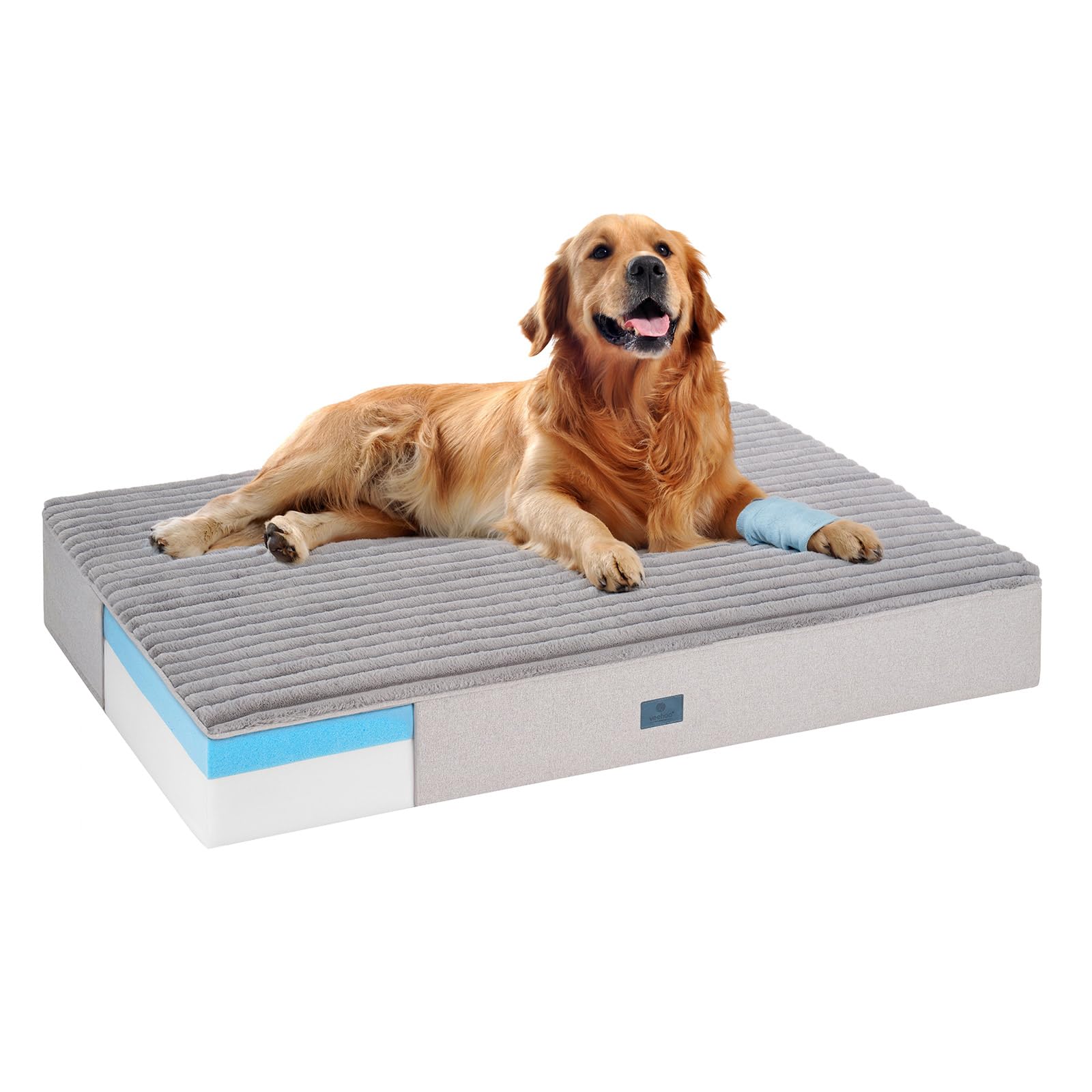 Veehoo Orthopedic Memory Foam Dog Bed, 7 Inch Thick Extra Large Dog Bed XL for Senior Dogs with Ultra-Soft Fluffy Surface, Waterproof Liner, Removable