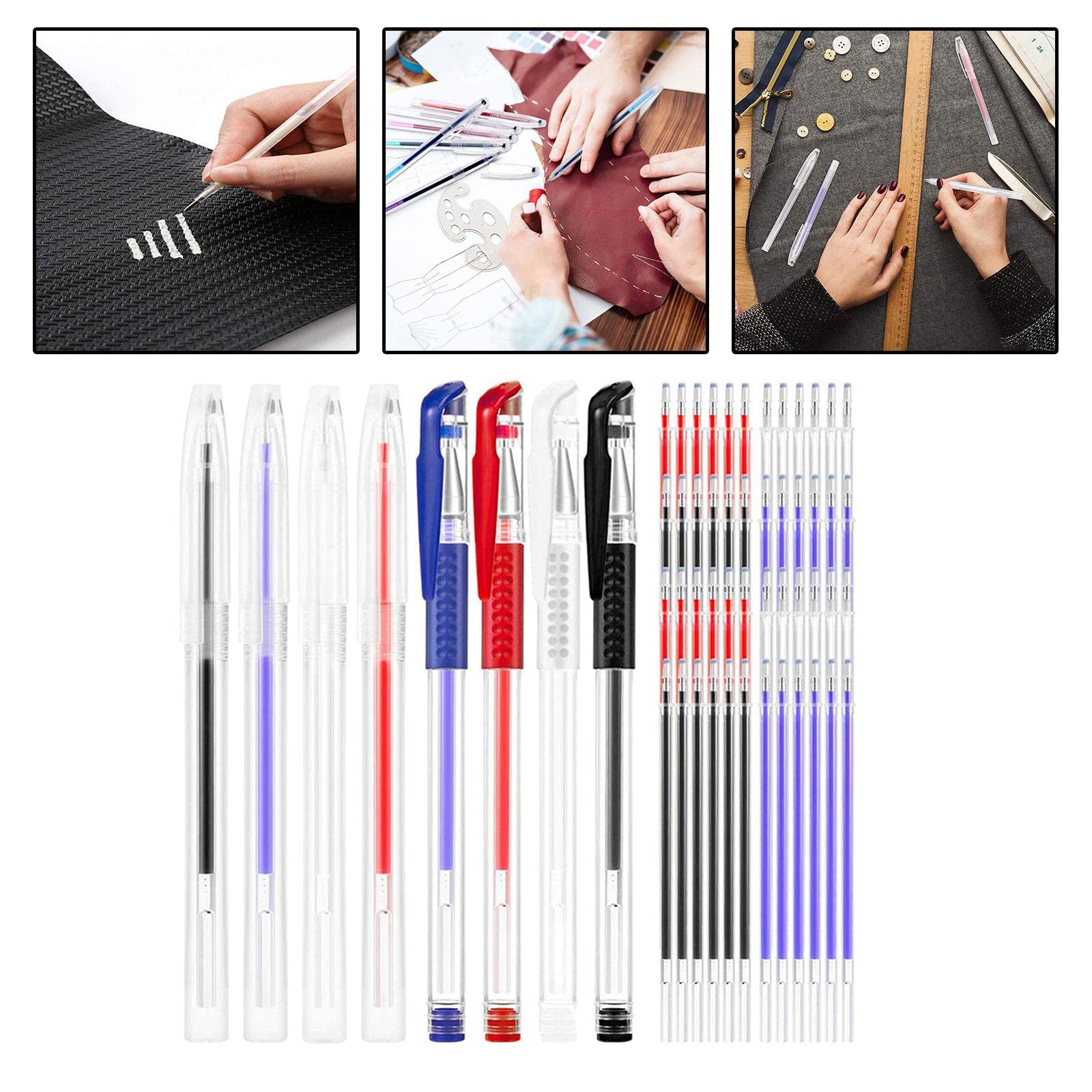 5 zestawów 1 zestaw długopisów do wycierania ciepła z wymiennymi wkładami dla krawców DIY Style 3, 8 etui na długopisy, 14 wkładów w 4 kolorach